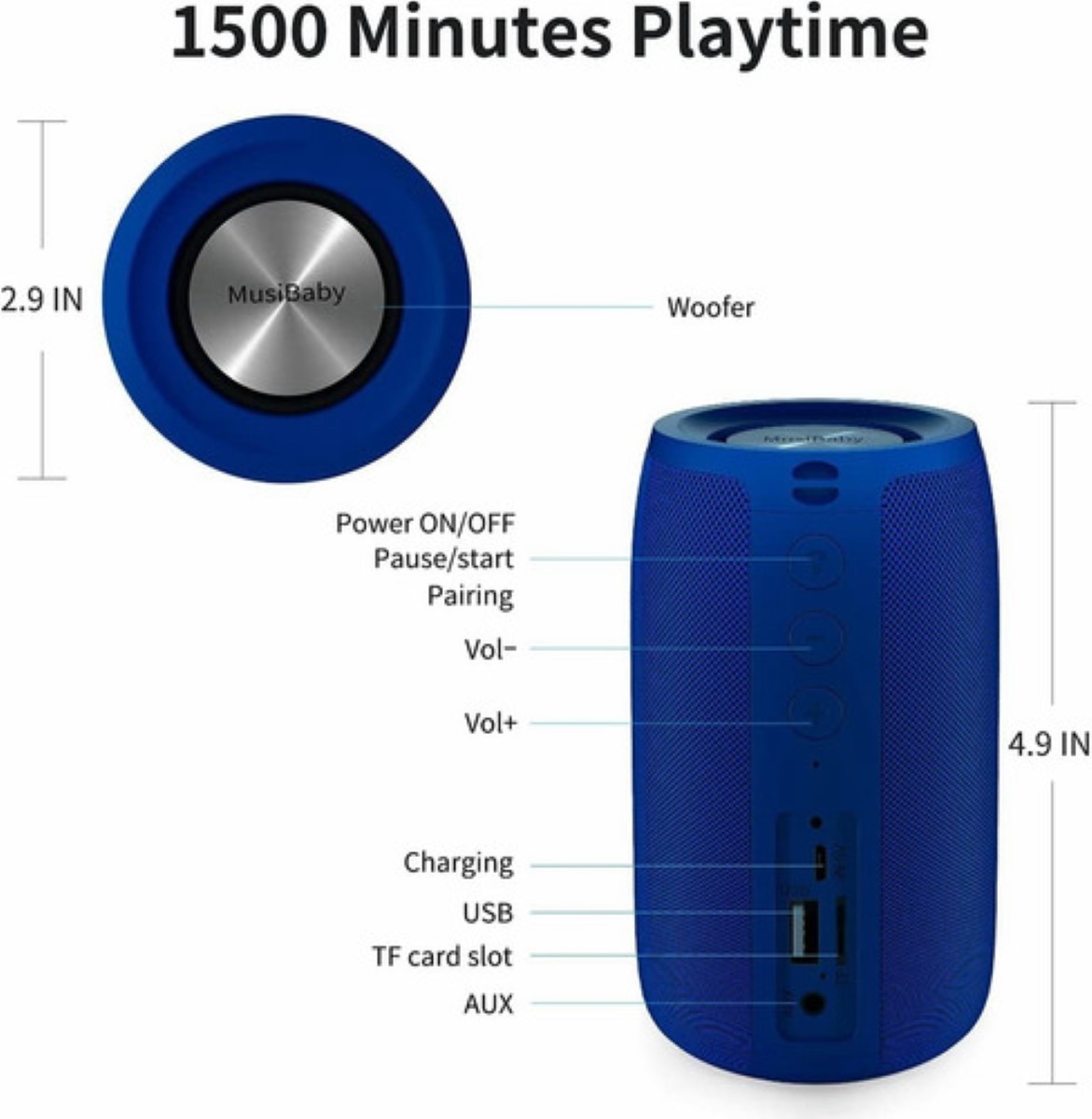 Bocina Portátil Bluetooth 5.0 S32, Color Azul Electrico 