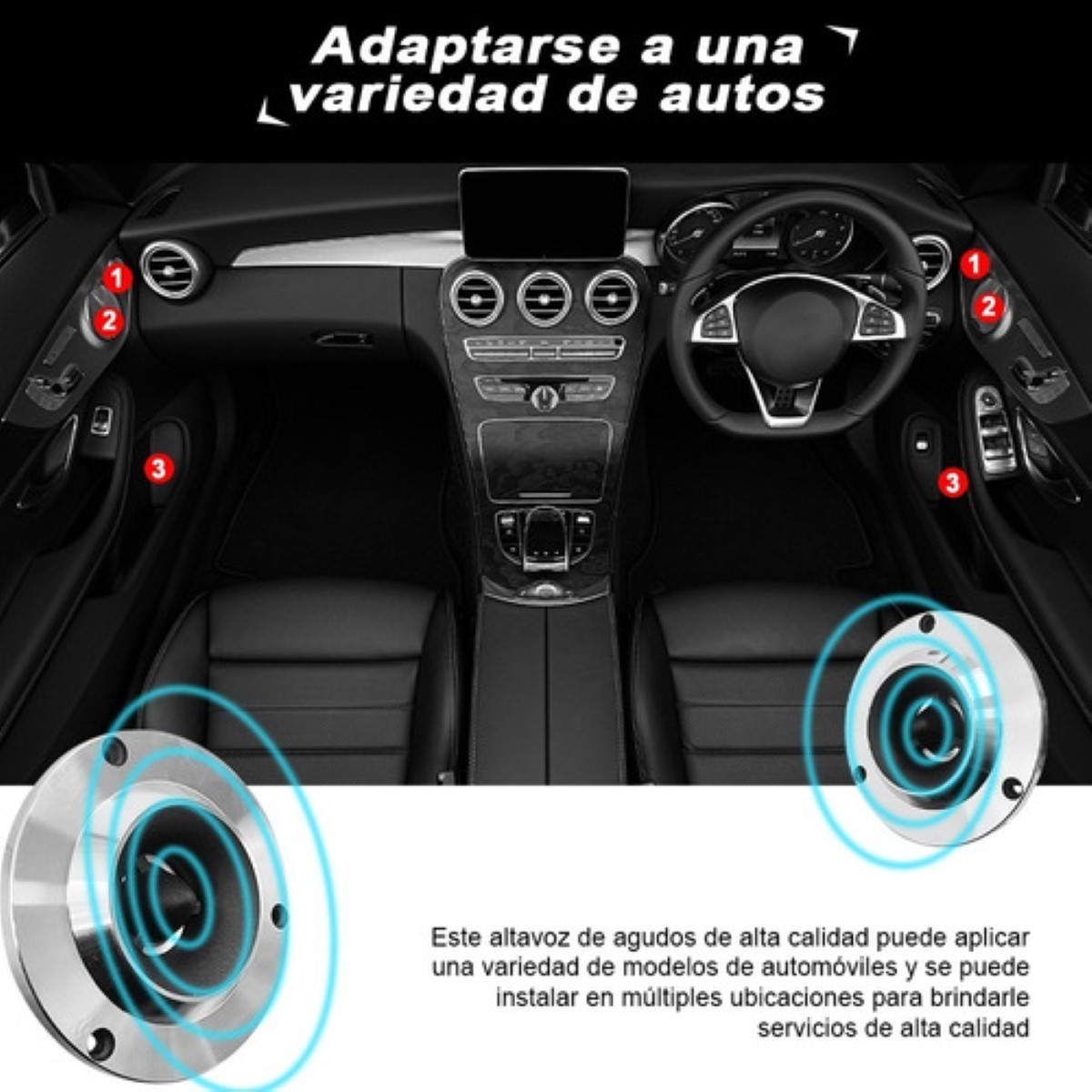 Bocinas Para Carros Par Bala Tweeters, Color Plata con Negro 