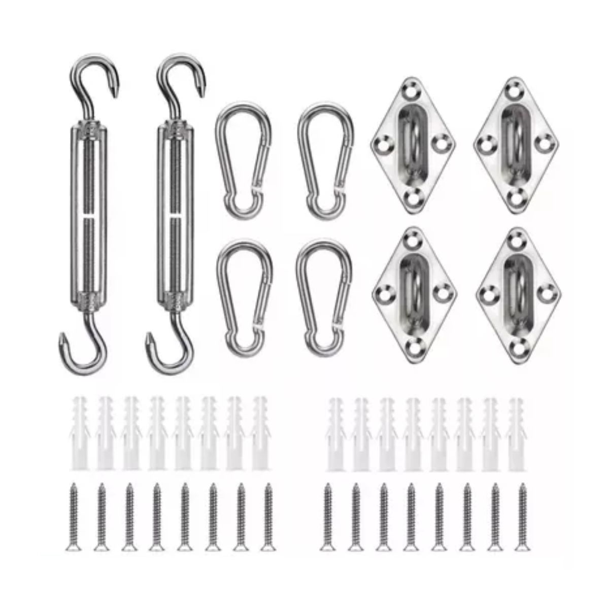 Kit De Instalación Para Malla Sombra Tensores Armellas 42pz Gris 