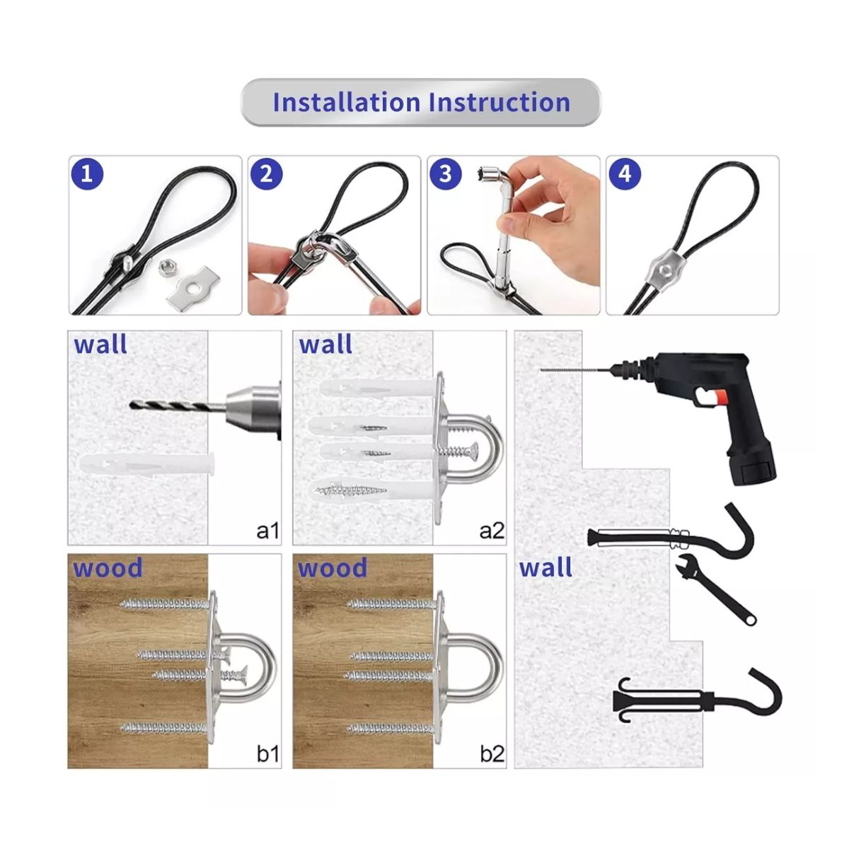 Kit De Instalación Para Malla Sombra Tensores Armellas 40pz Gris 