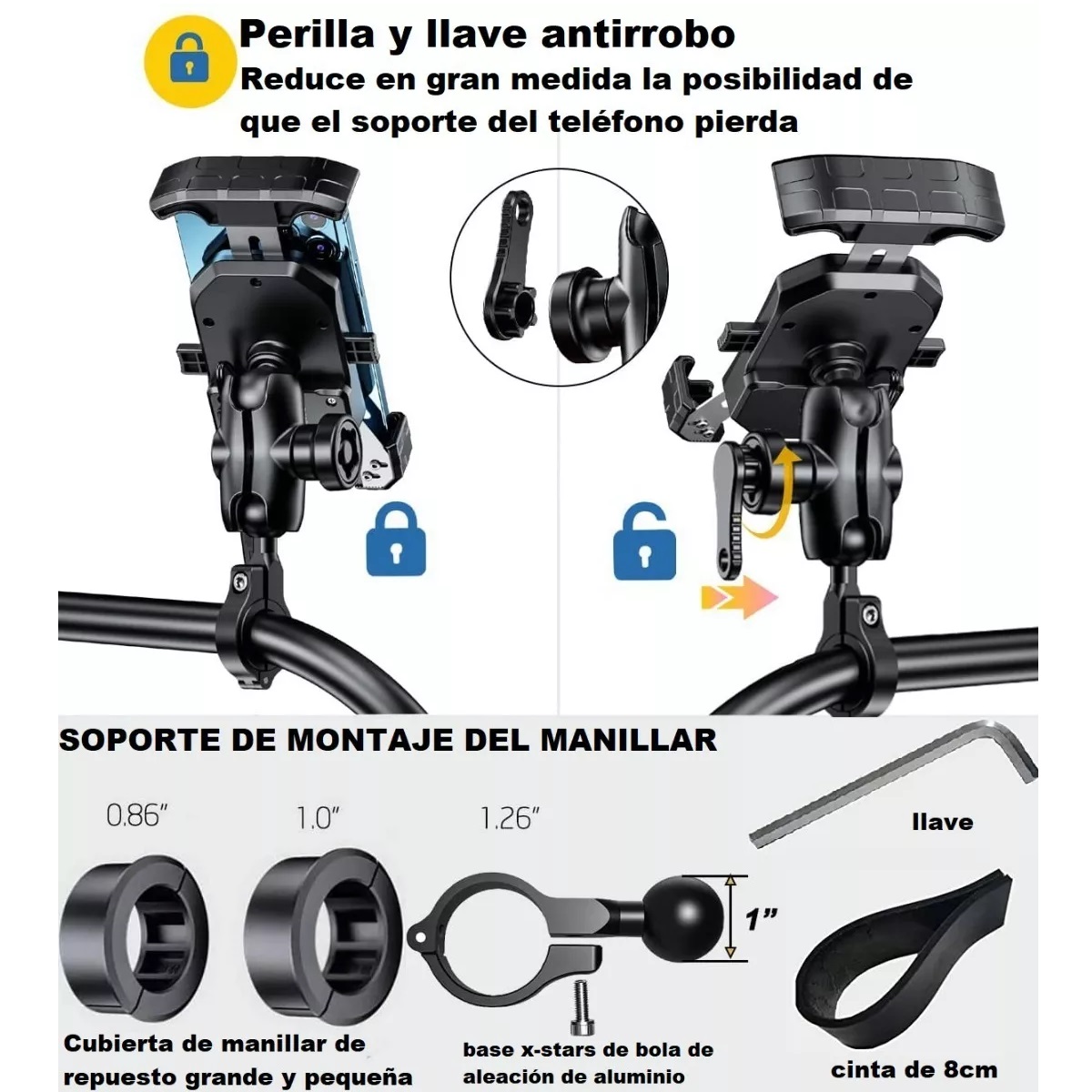 Soporte Antirrobo Porta Celular Para Motocicleta