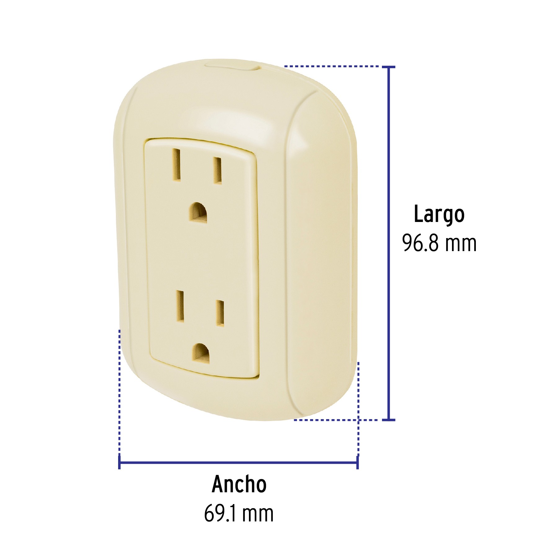 CONTACTO DE SOBREPONER DÚPLEX 2 POLOS+ TIERRA, ABS, VOLTECK 47350
