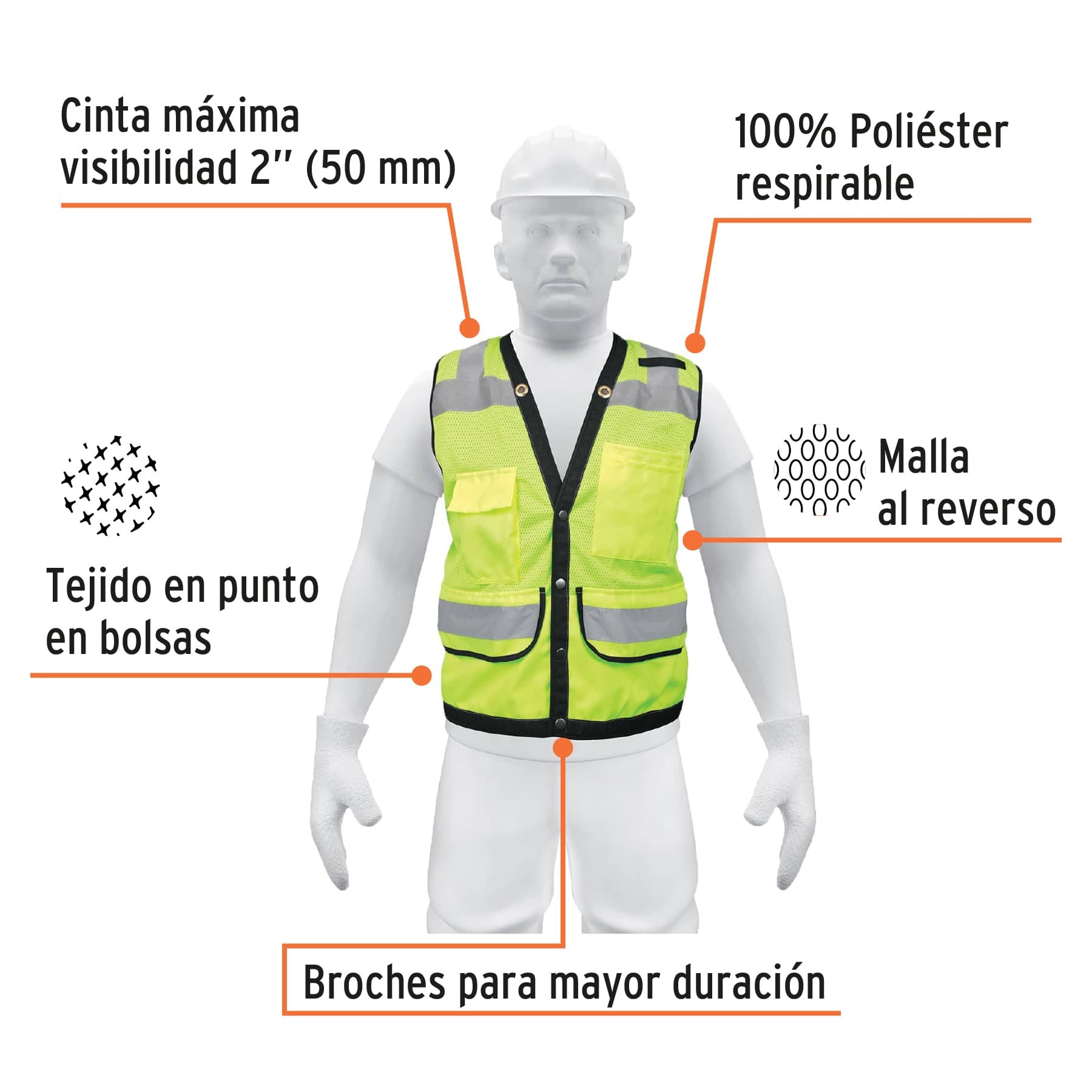 CHALECO SEGURIDAD REFORZADO VERDE CON BOLSAS, G, TRUPER EXPERT 13483