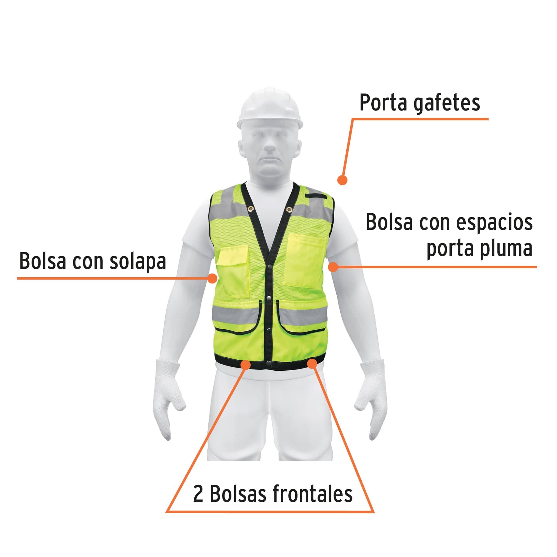 CHALECO SEGURIDAD REFORZADO VERDE CON BOLSAS, G, TRUPER EXPERT 13483