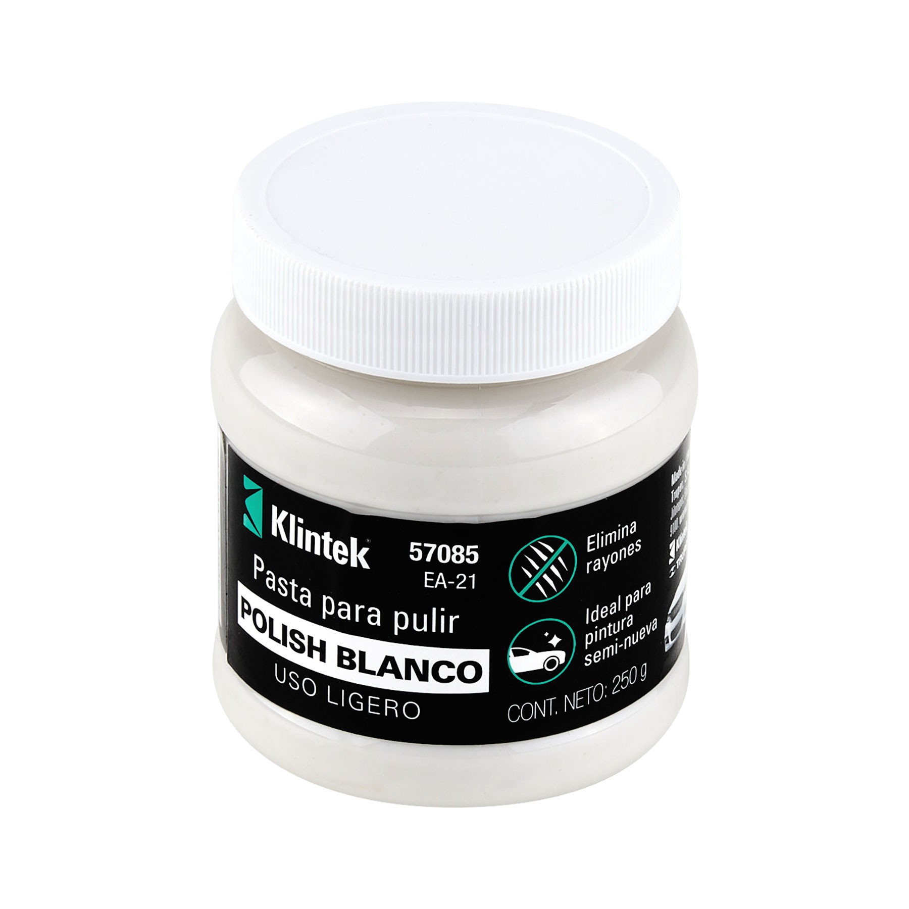 POLISH EN PASTA BLANCA PARA AUTO, 250 G, USO LIGERO, KLINTEK 57085
