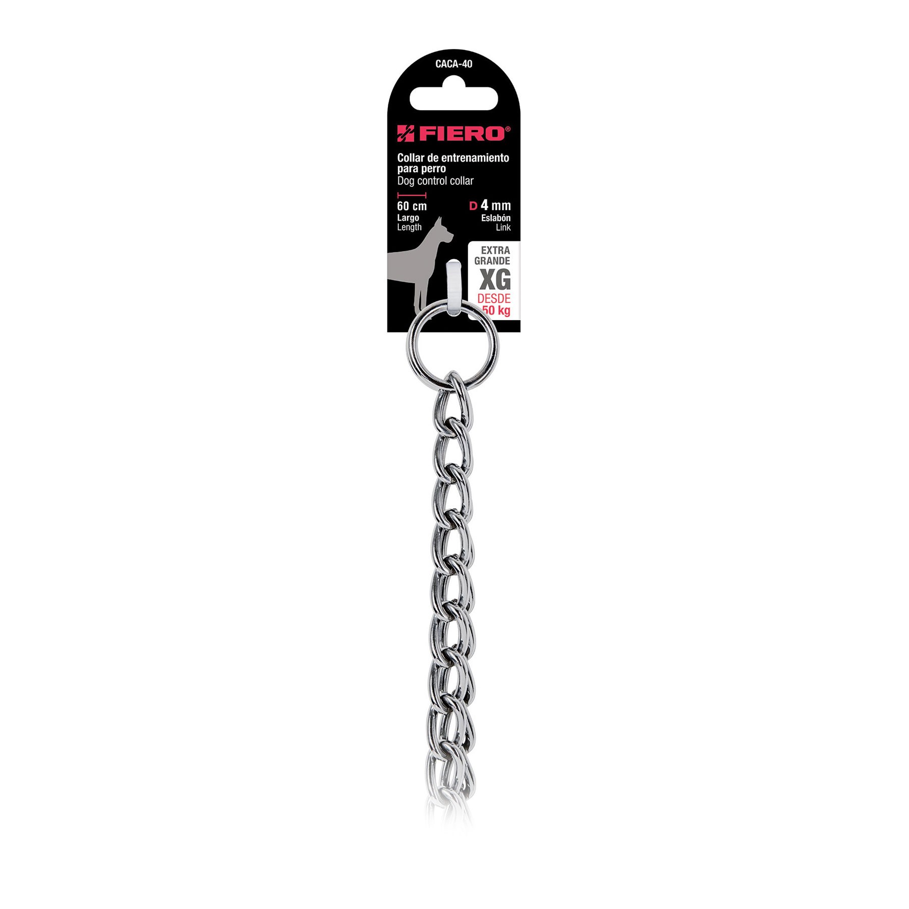 COLLAR DE ENTRENAMIENTO PARA PERRO, 60 CM, ESLABÓN DE 4 MM FIERO 44293
