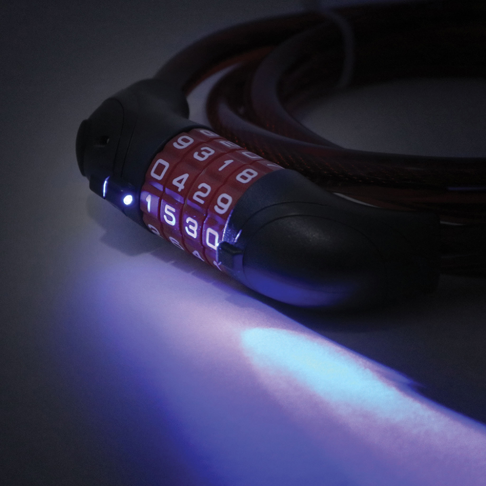 Candado reforzado rojo, con combinación y luz COGHLAN'S 1530