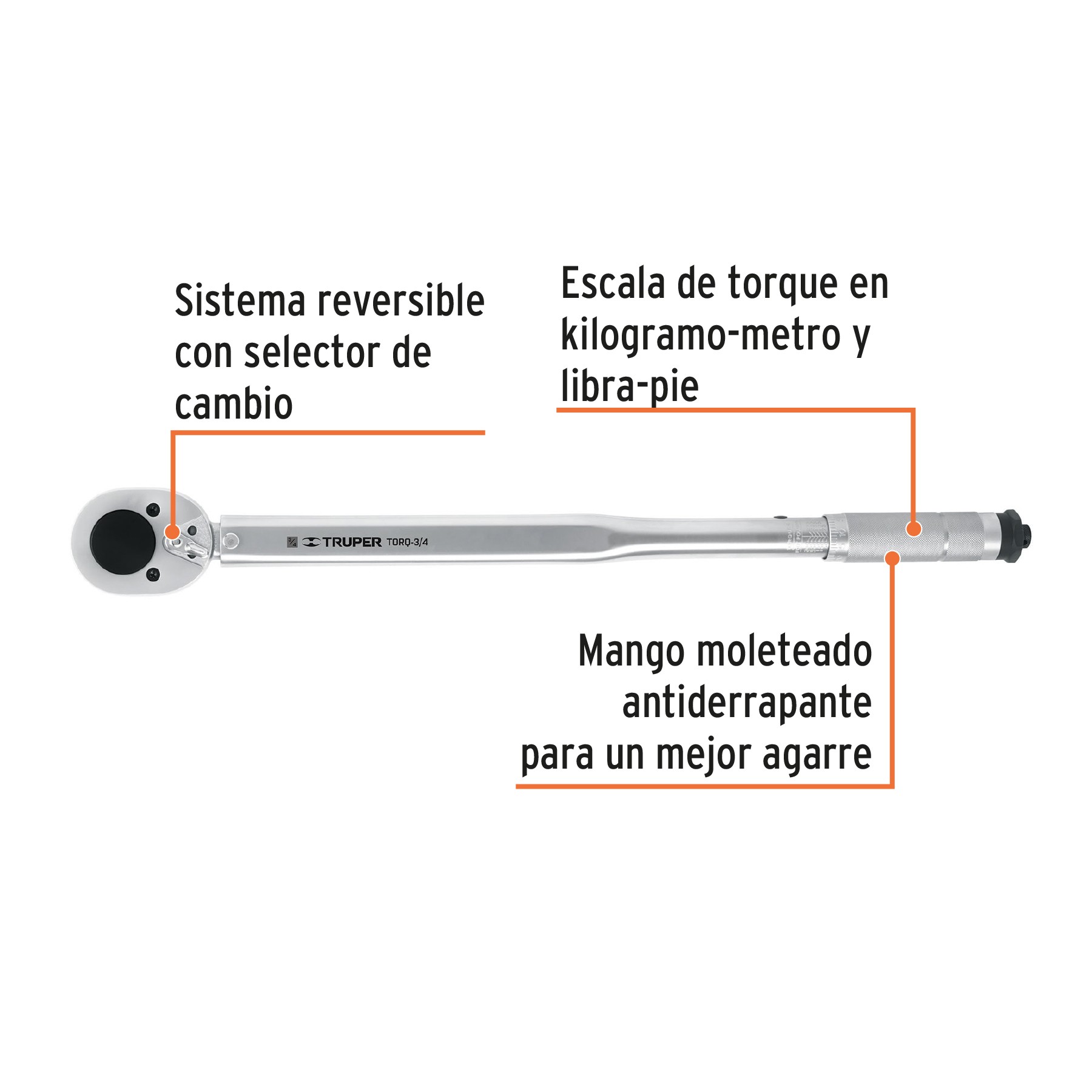 TORQUÍMETRO MICROMÉTRICO, CUADRO 3/4", TRUPER 13547