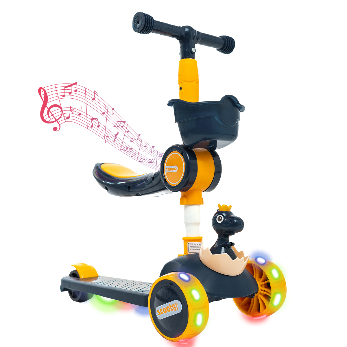 Scooter Patín Del Diablo Plegable Para Niños con Música y Luces LED Color Azul