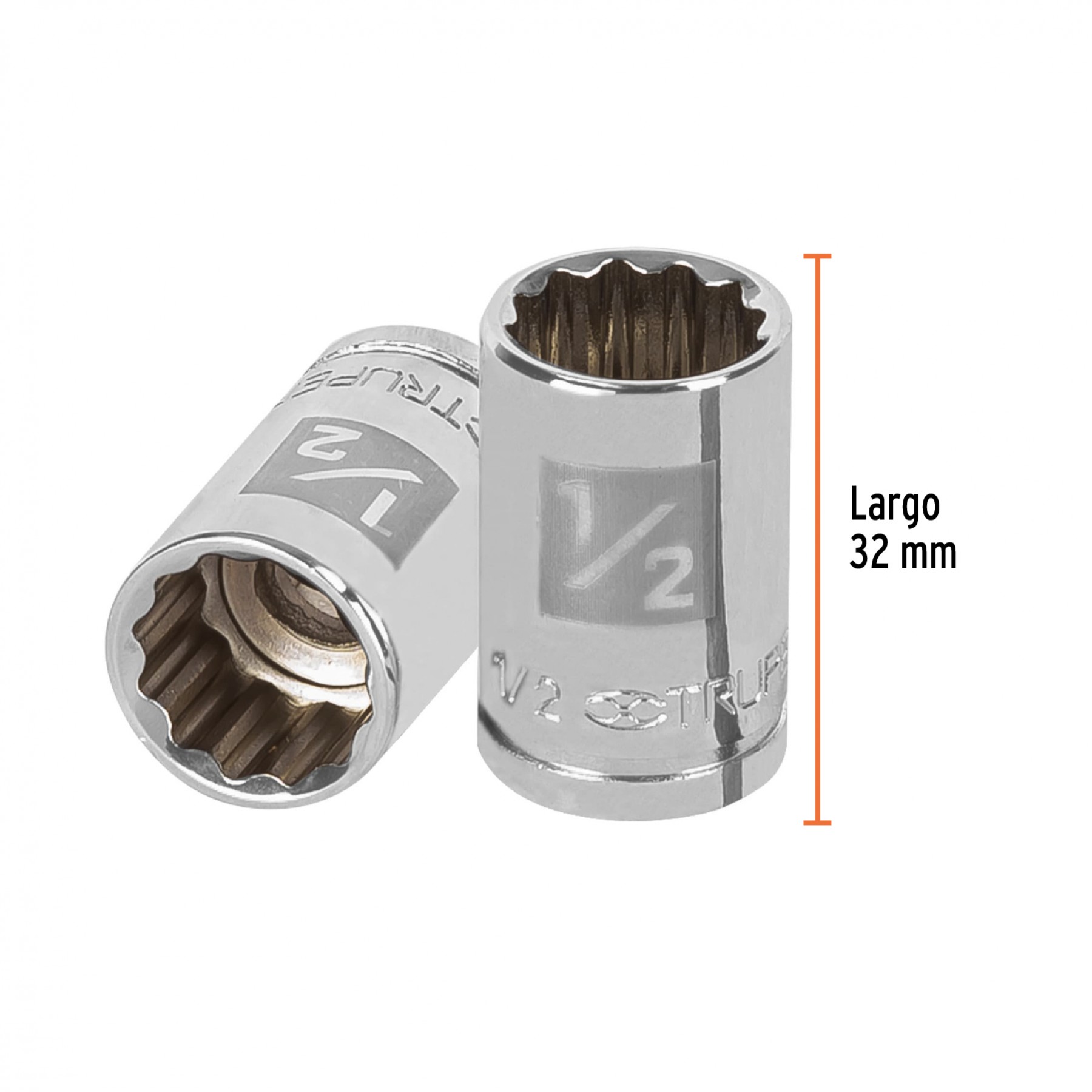 DADO DE 1/2", 12 PUNTAS, CUADRO 3/8", TRUPER 13584