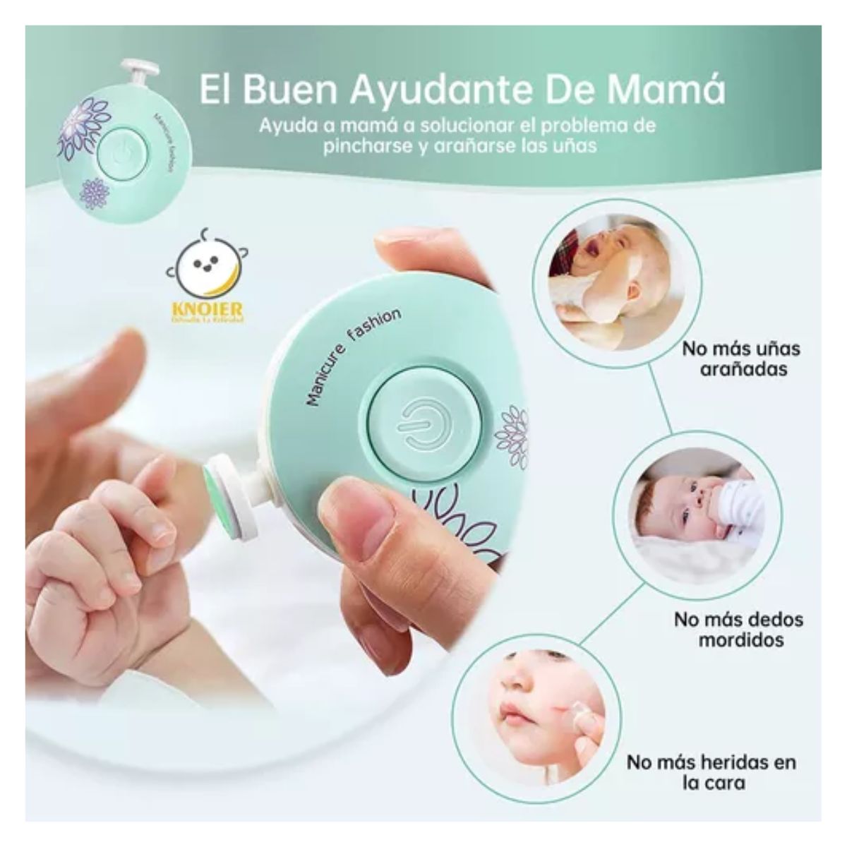 Lima De Uñas Eléctrica Cortauñas Set De Cuidados Para Bebe Verde