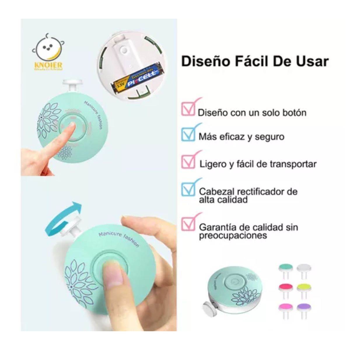 Lima De Uñas Eléctrica Cortauñas Set De Cuidados Para Bebe Verde