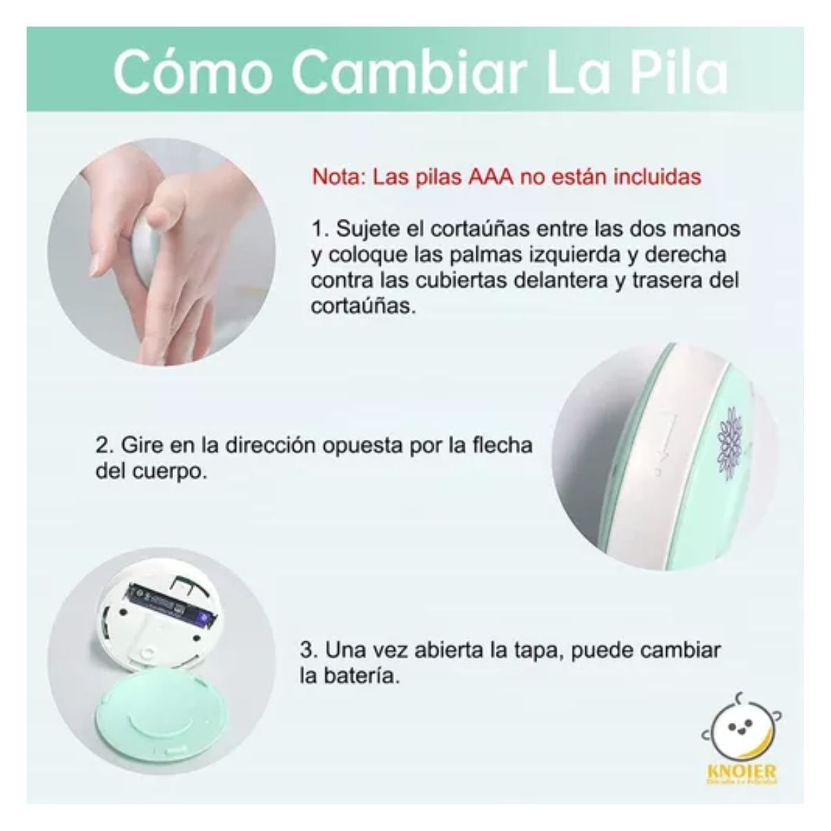 Lima De Uñas Eléctrica Cortauñas Set De Cuidados Para Bebe Verde