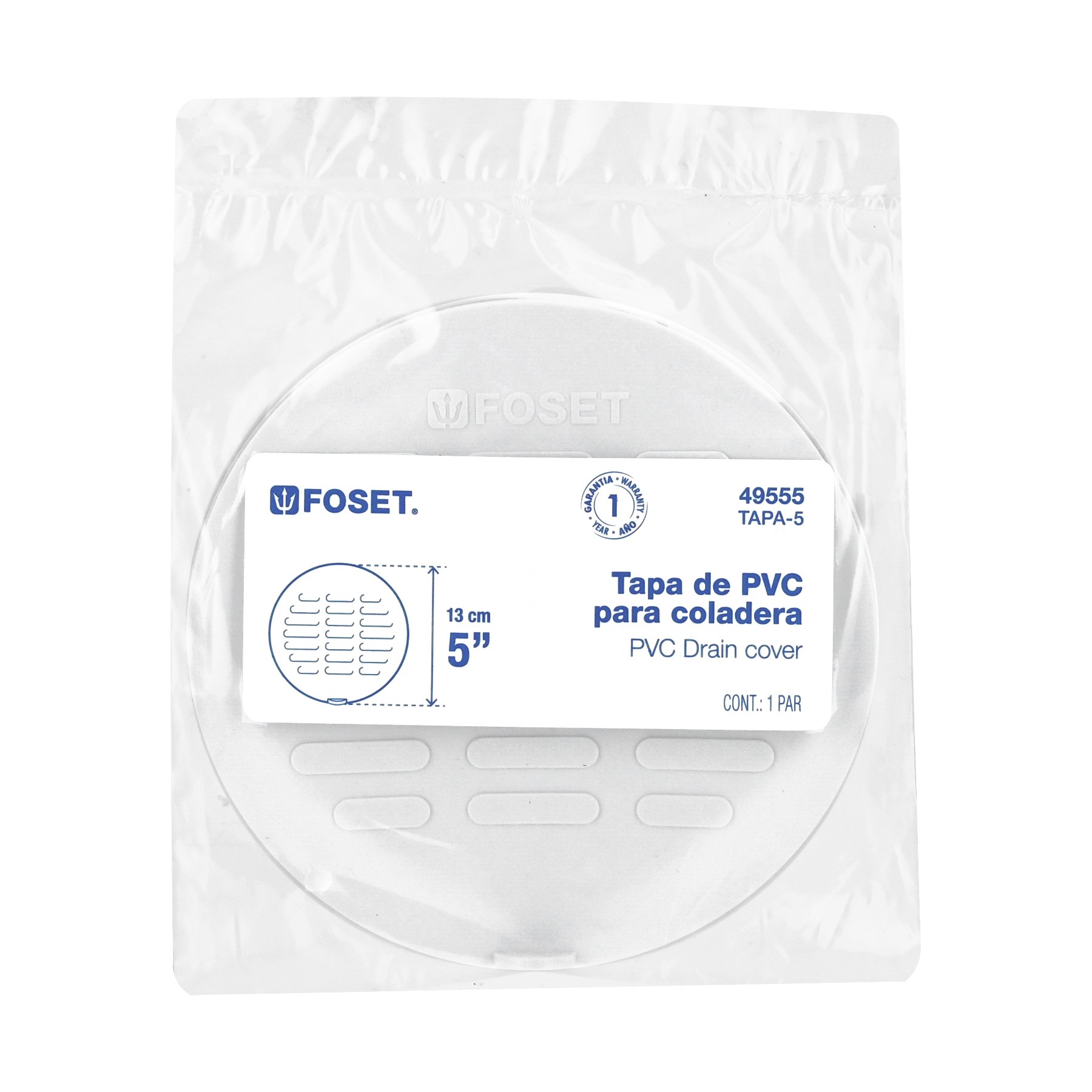 JUEGO 2 TAPAS PARA COLADERA DE 5", FOSET 49555