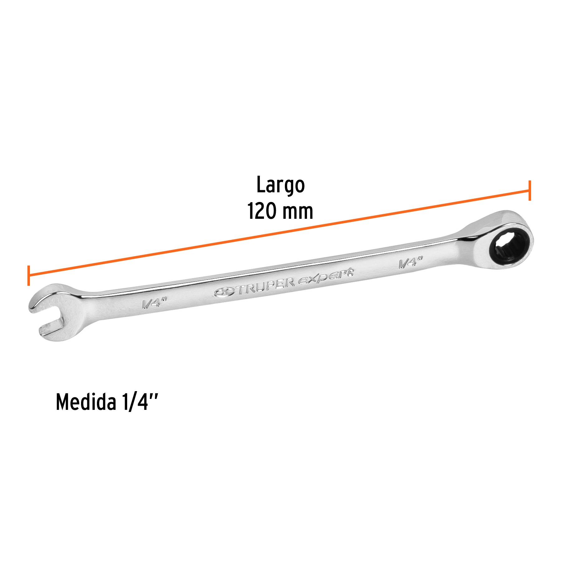 LLAVE COMBINADA CON MATRACA 1/4" X 120 MM LARGO, TRUPER EXPERT 13601