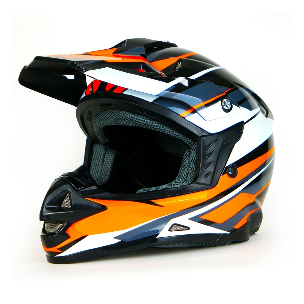 Casco Para Moto Rasen Tipo Cross Negro Con Naranja Certificado Dot             