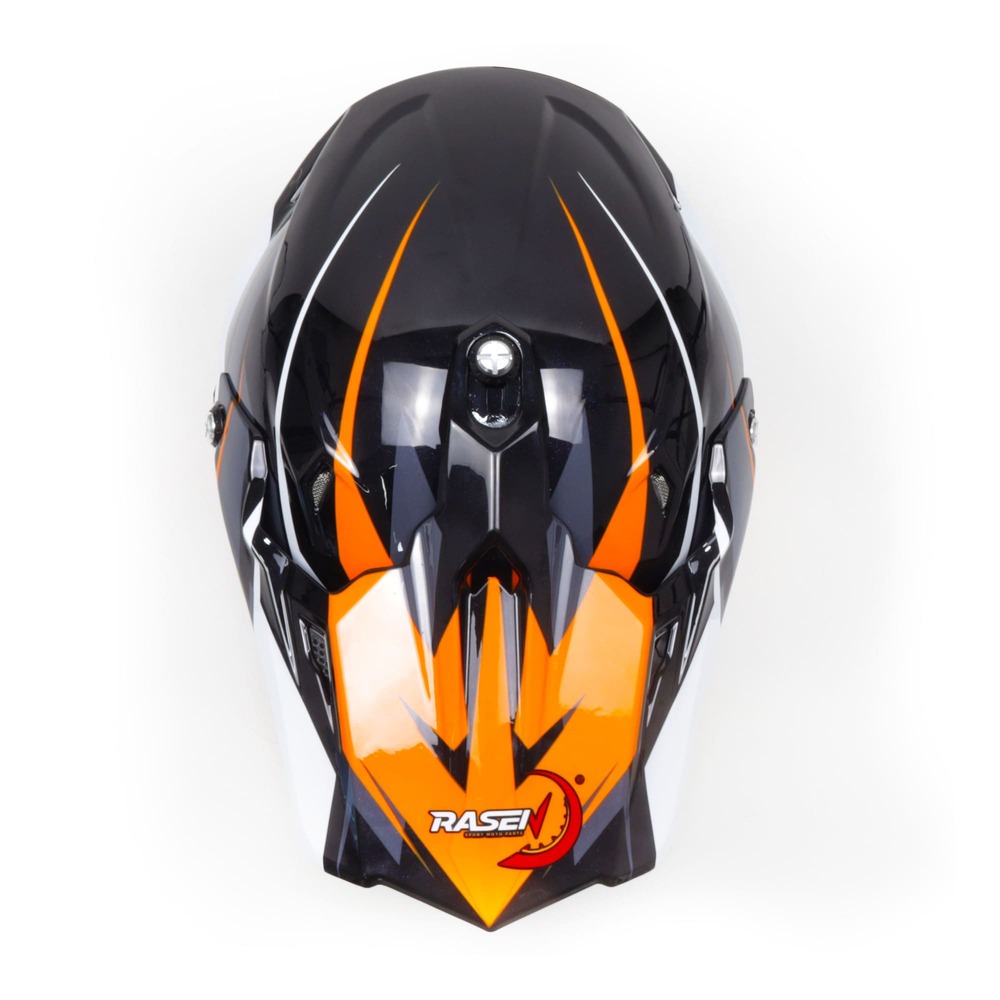 Casco Para Moto Rasen Tipo Cross Negro Con Naranja Certificado Dot             