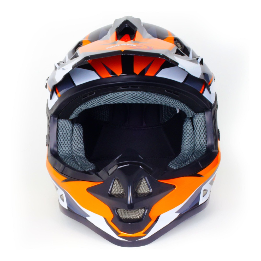 Casco Para Moto Rasen Tipo Cross Negro Con Naranja Certificado Dot             