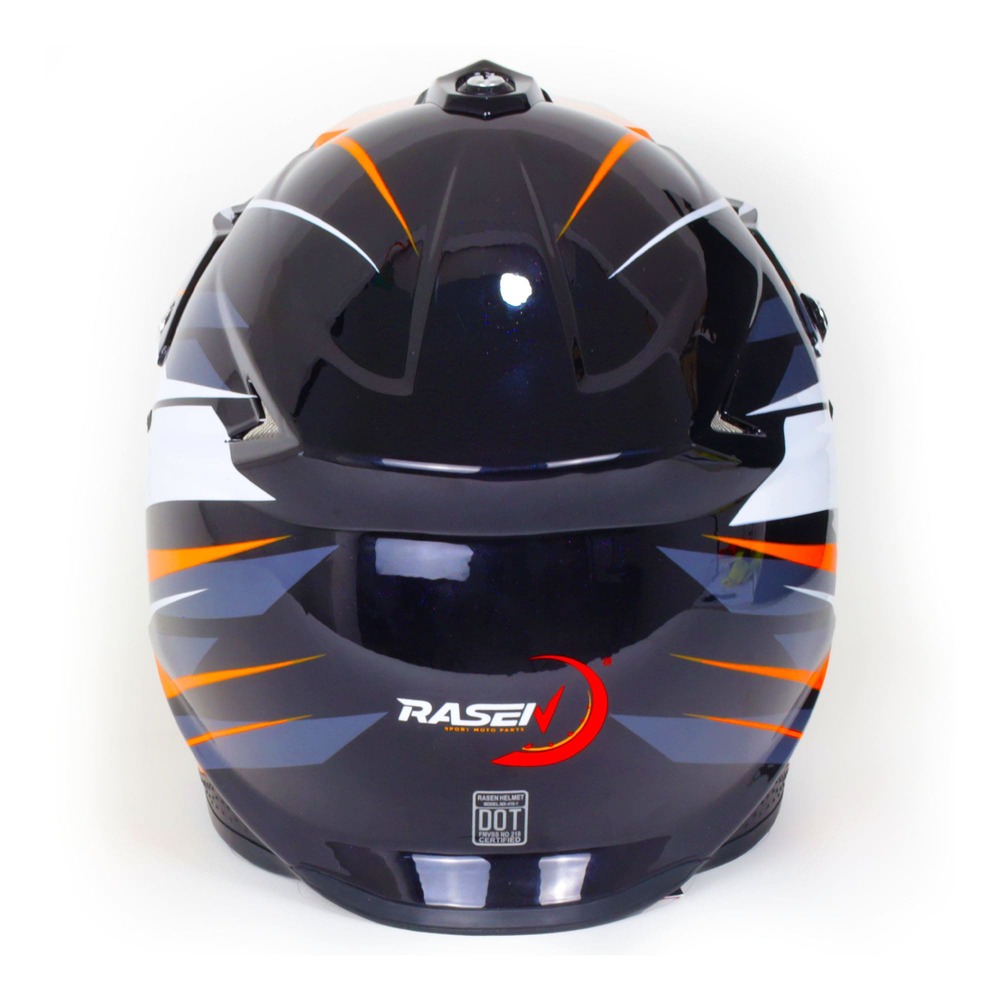 Casco Para Moto Rasen Tipo Cross Negro Con Naranja Certificado Dot             