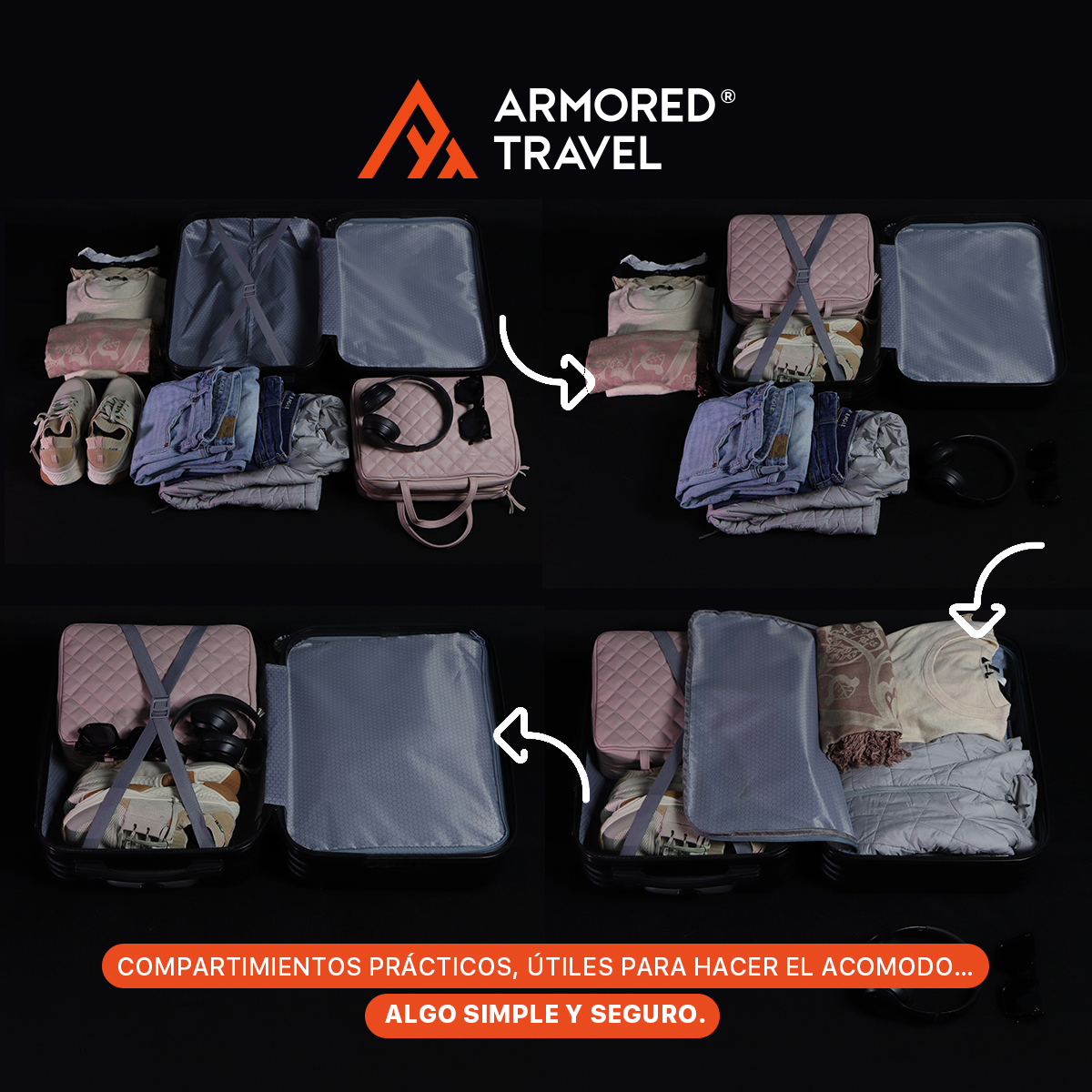 Maletas de viaje carry on de mano cabina 10kg Rígida set de viaje 2 pack 20 + 16 pulgadas ABS doble calibre con cierre expandible y candado alta seguridad TSA LOCK Rojo Armored travel