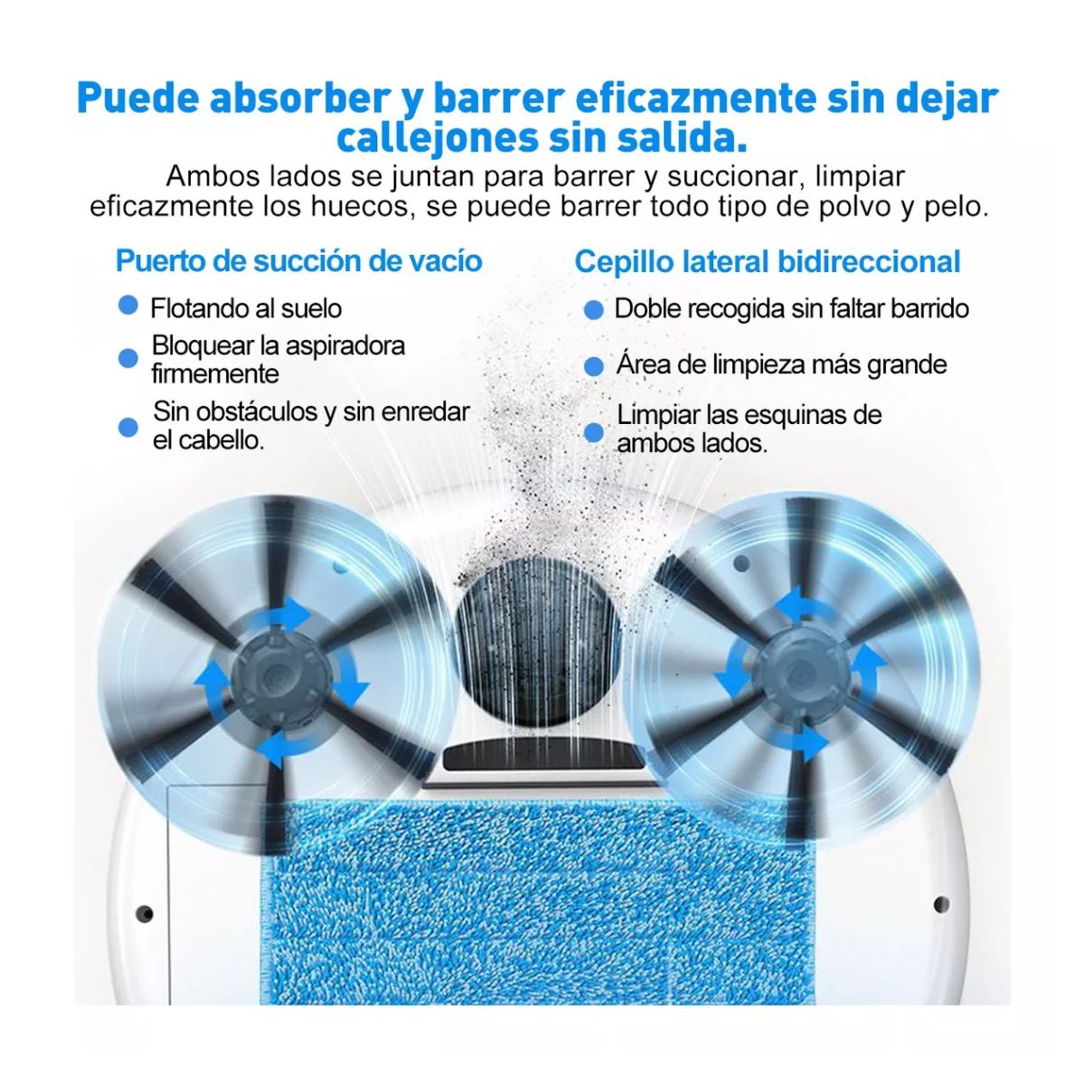 Aspiradora Trapeadora Robot Inteligente 1800pa Para Limpiar, Blanco