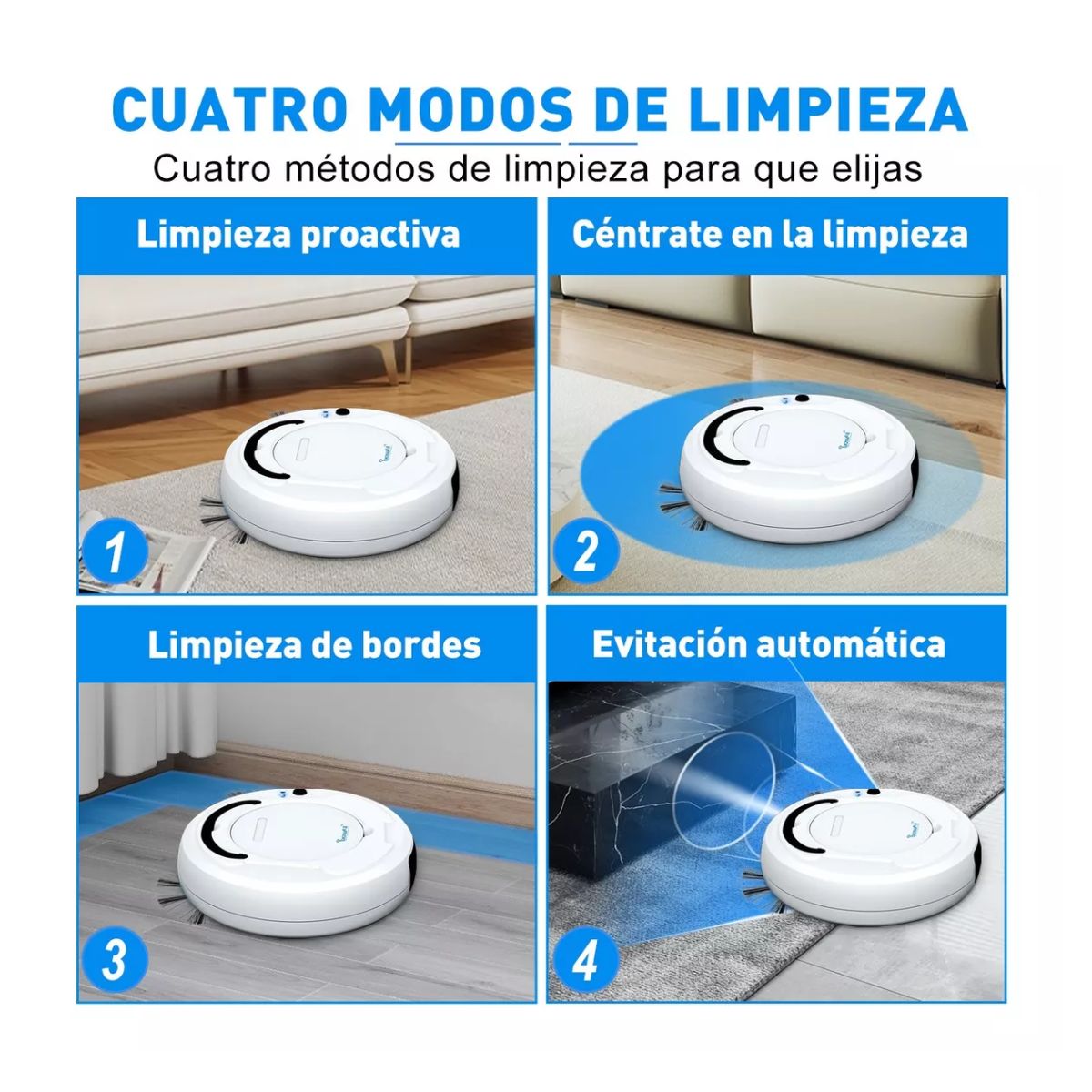 Aspiradora Trapeadora Robot Inteligente 1800pa Para Limpiar, Blanco