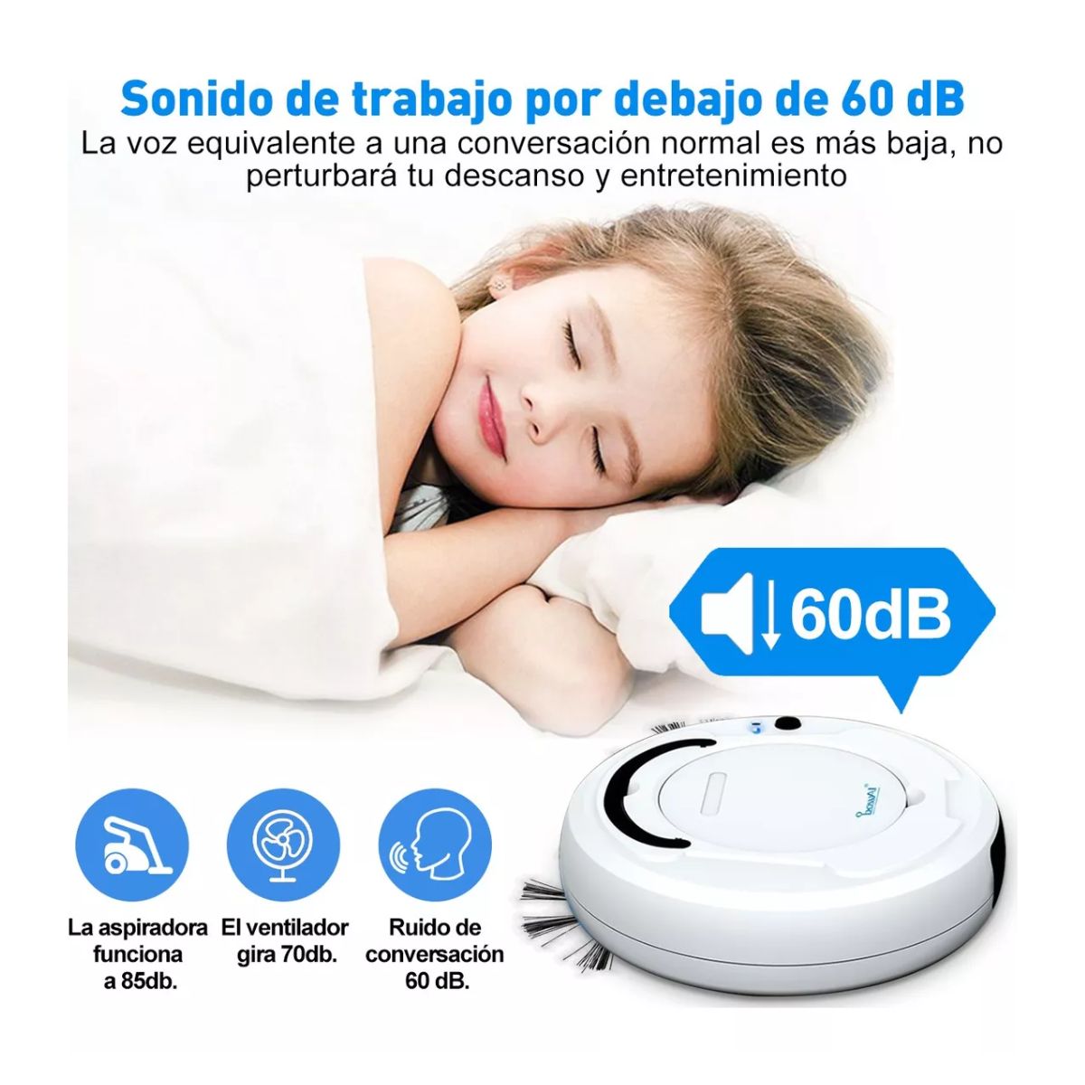 Aspiradora Trapeadora Robot Inteligente 1800pa Para Limpiar, Blanco