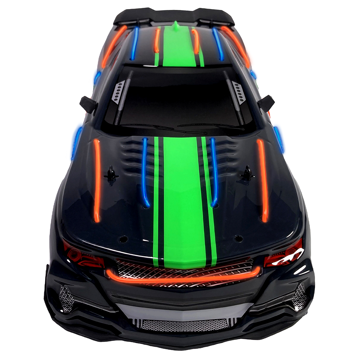 Carro a control remoto con luces de neon auto RC Racing car carreras RC 15 km h escala 1:12 con batería recargable