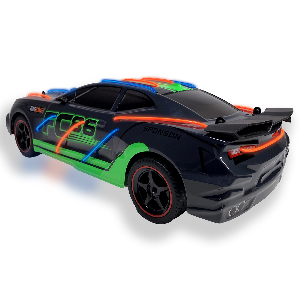 Carro a control remoto con luces de neon auto RC Racing car carreras RC 15 km h escala 1:12 con batería recargable