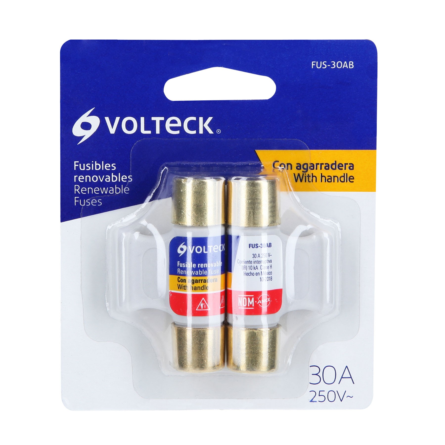 BLÍSTER CON 2 FUSIBLES 30A CON AGARRADERA, VOLTECK 47294
