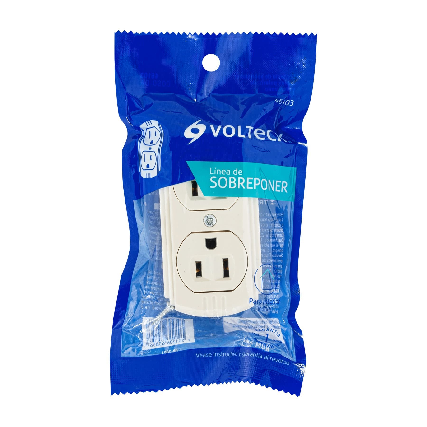 CONTACTO DE SOBREPONER DÚPLEX, 2 POLOS+ TIERRA, BAQUELITA VOLTECK 46103