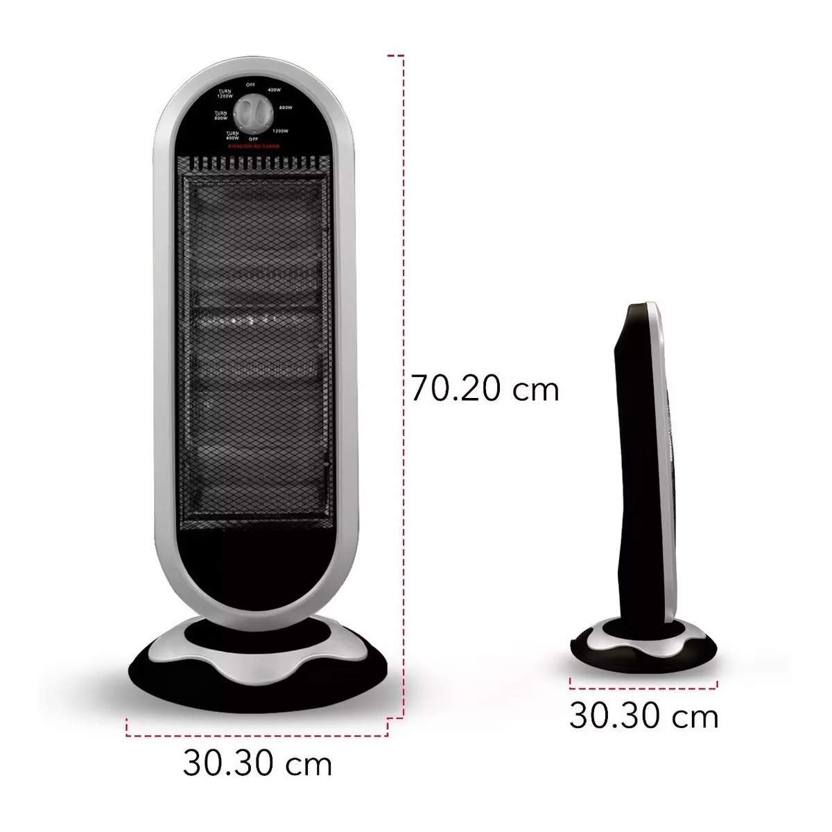 Calefactor De Halógeno 3 Niveles De Potencia Rc-h3 Color Negro con plata