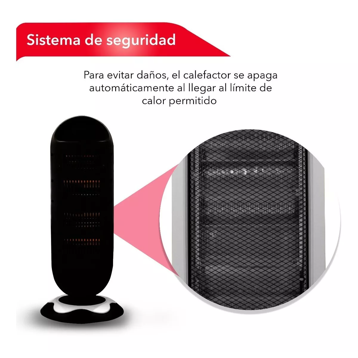 Calefactor De Halógeno 3 Niveles De Potencia Rc-h3 Color Negro con plata