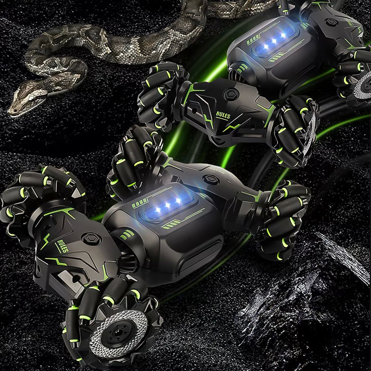 Carro Coche Control Remoto Negro Recargable Doble Gesto Conducción Bidireccional Rotación 360 Juguetes