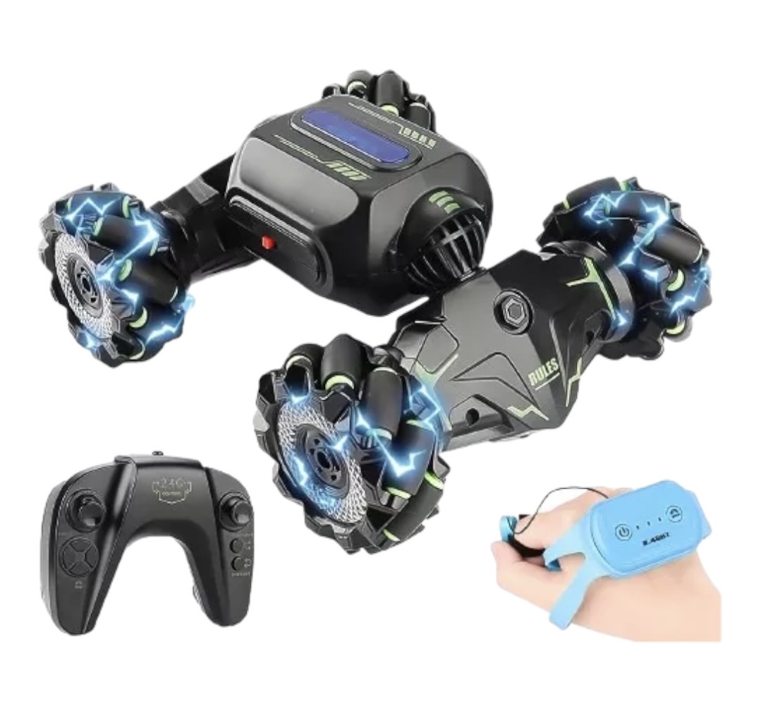 Carro Coche Control Remoto Negro Recargable Doble Gesto Conducción Bidireccional Rotación 360 Juguetes