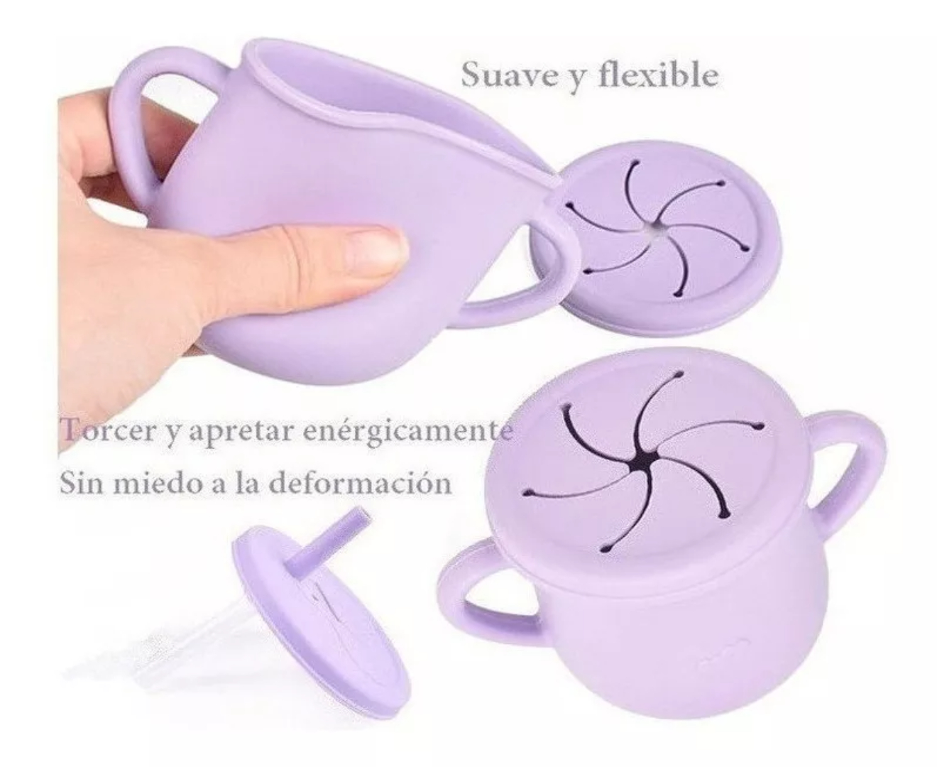 Platos Para Bebés Silicona Bowl Copa Cuchara Tenedor Babero, color PÚRPURA CLARO