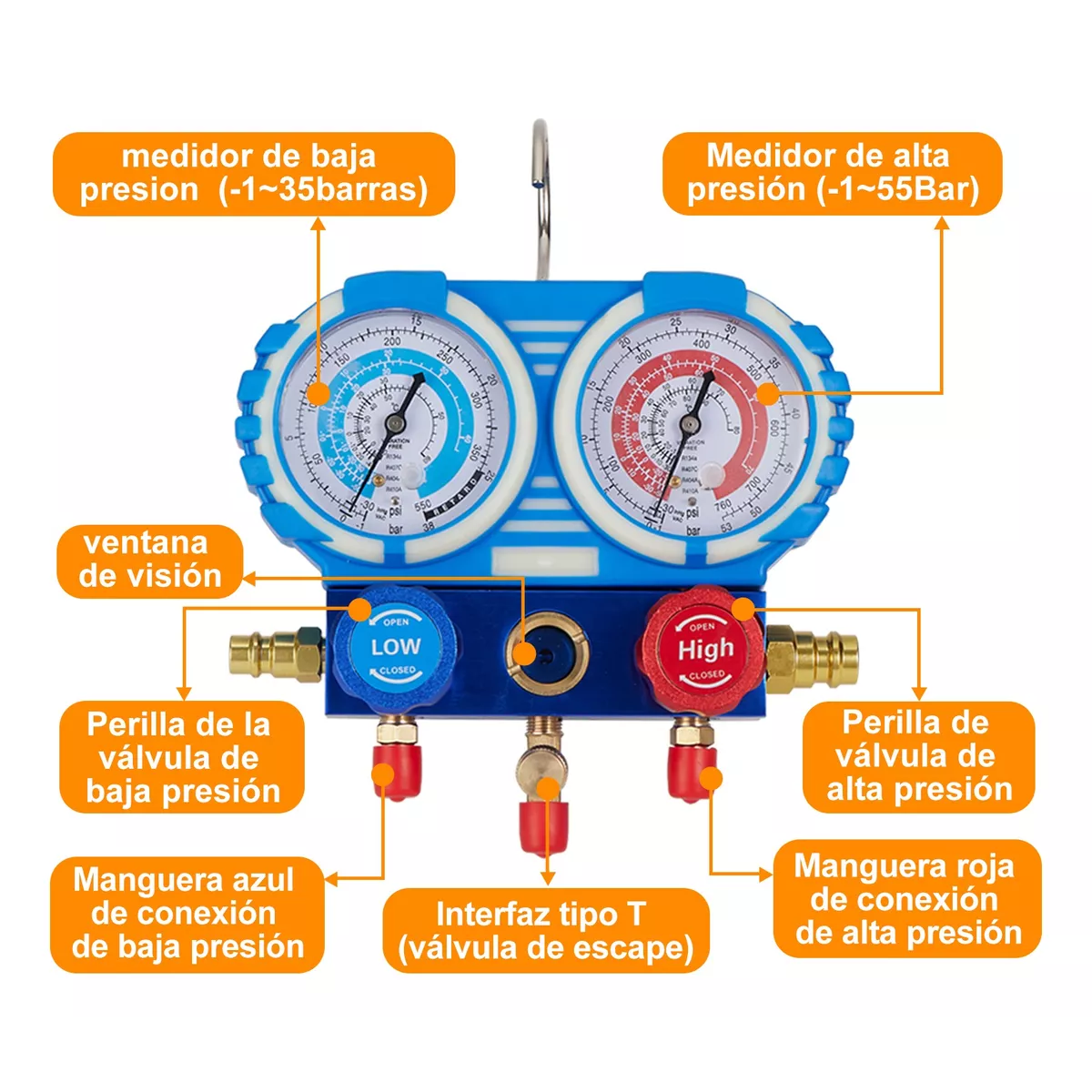 Juego De Manometro Refrigeracion Manifold R410 R134 R404 R22