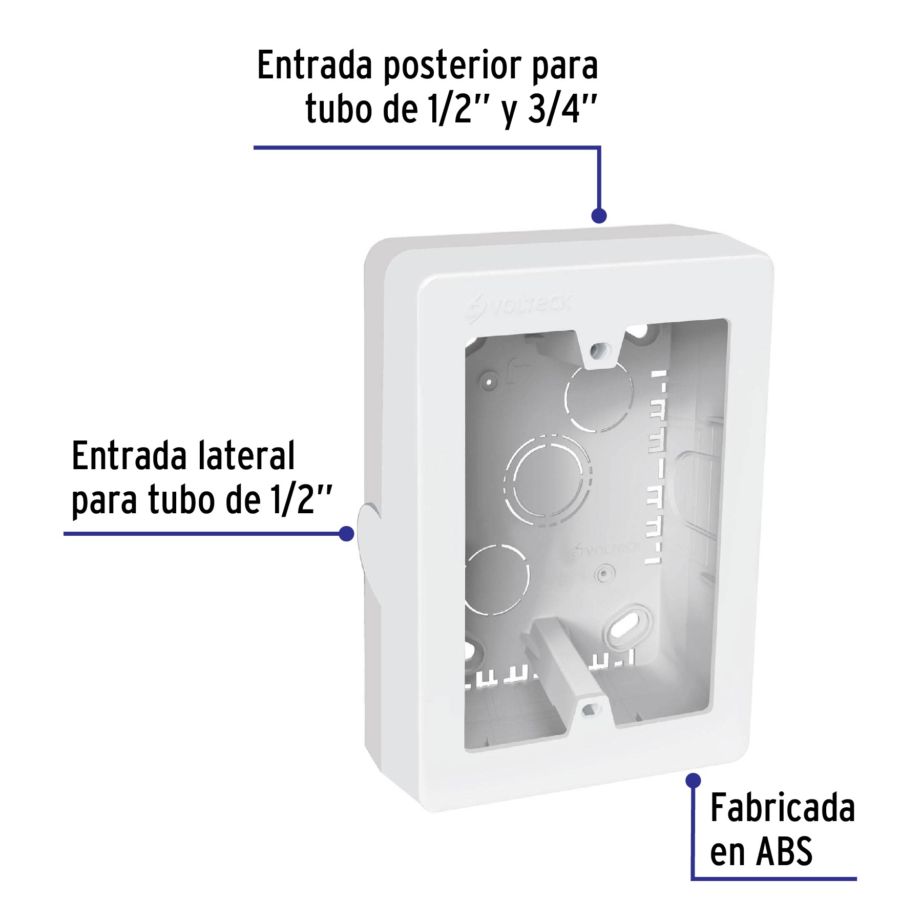 CAJA DE CONTACTOS PARA CANALETA 3" X 5", BLANCA, VOLTECK 40141