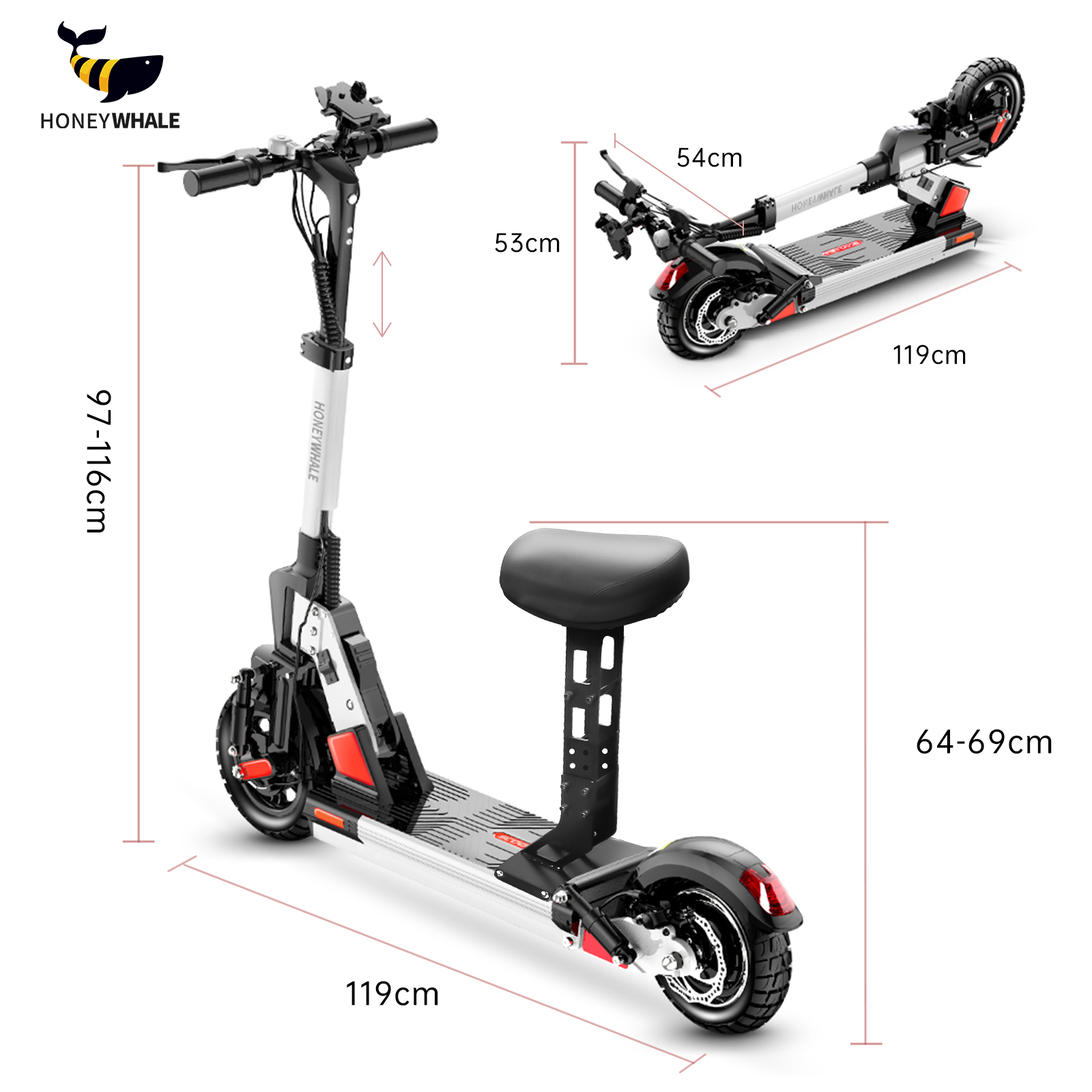 Scooter Eléctrico Honey Whale C1 Blanco