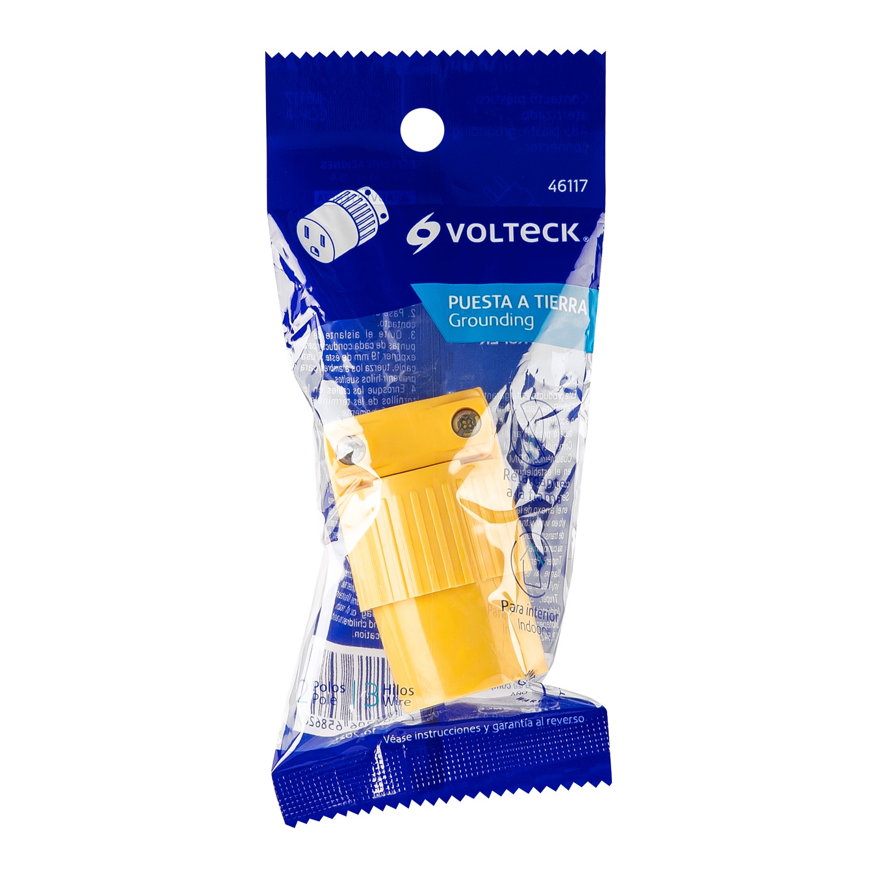 CONTACTO INDUSTRIAL PLÁSTICO ATERRIZADO, 2 POLOS+TIERRA VOLTECK 46117