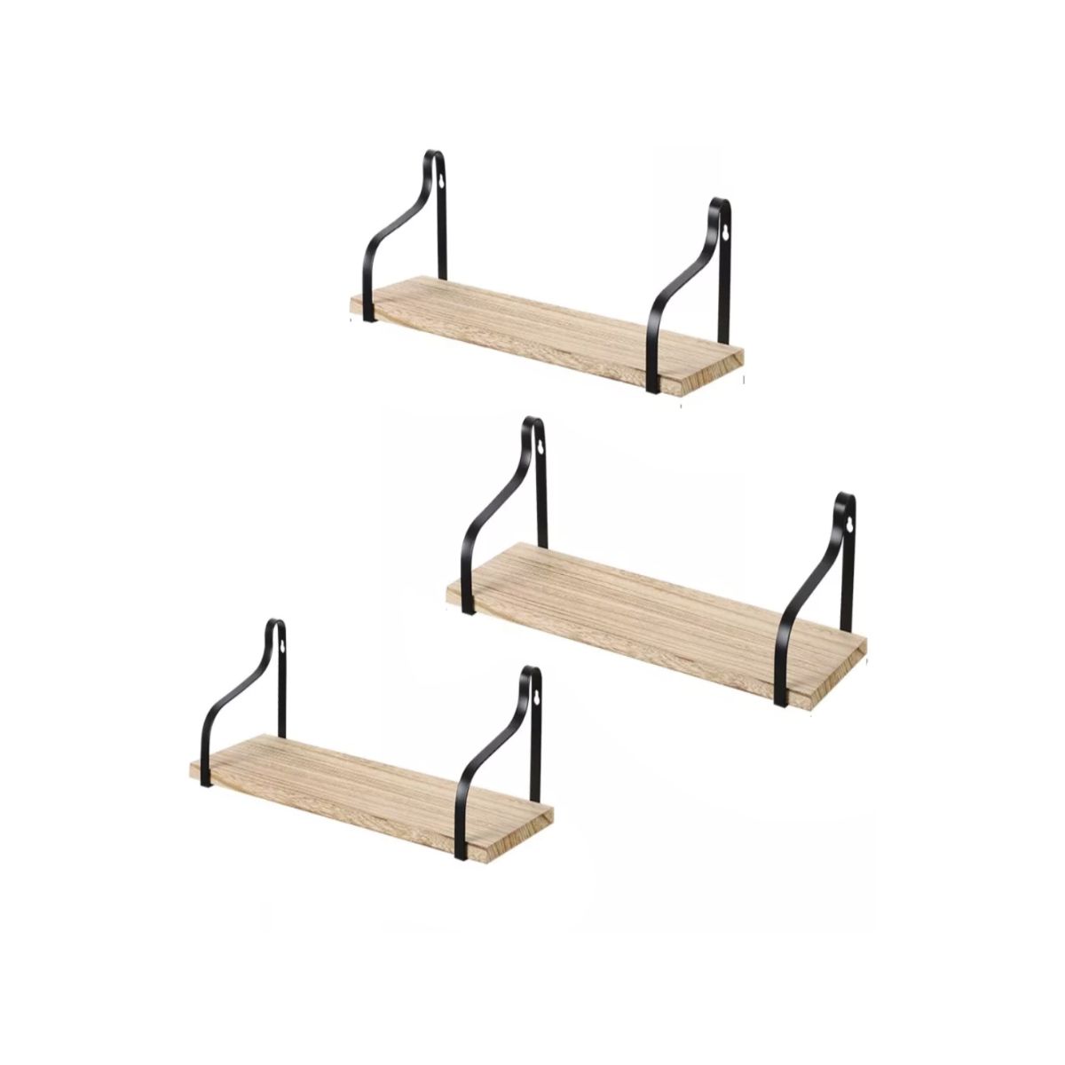 3 Repisas Repisa Flotante Madera 50x15cm Muebles Con Soporte Negro Claro