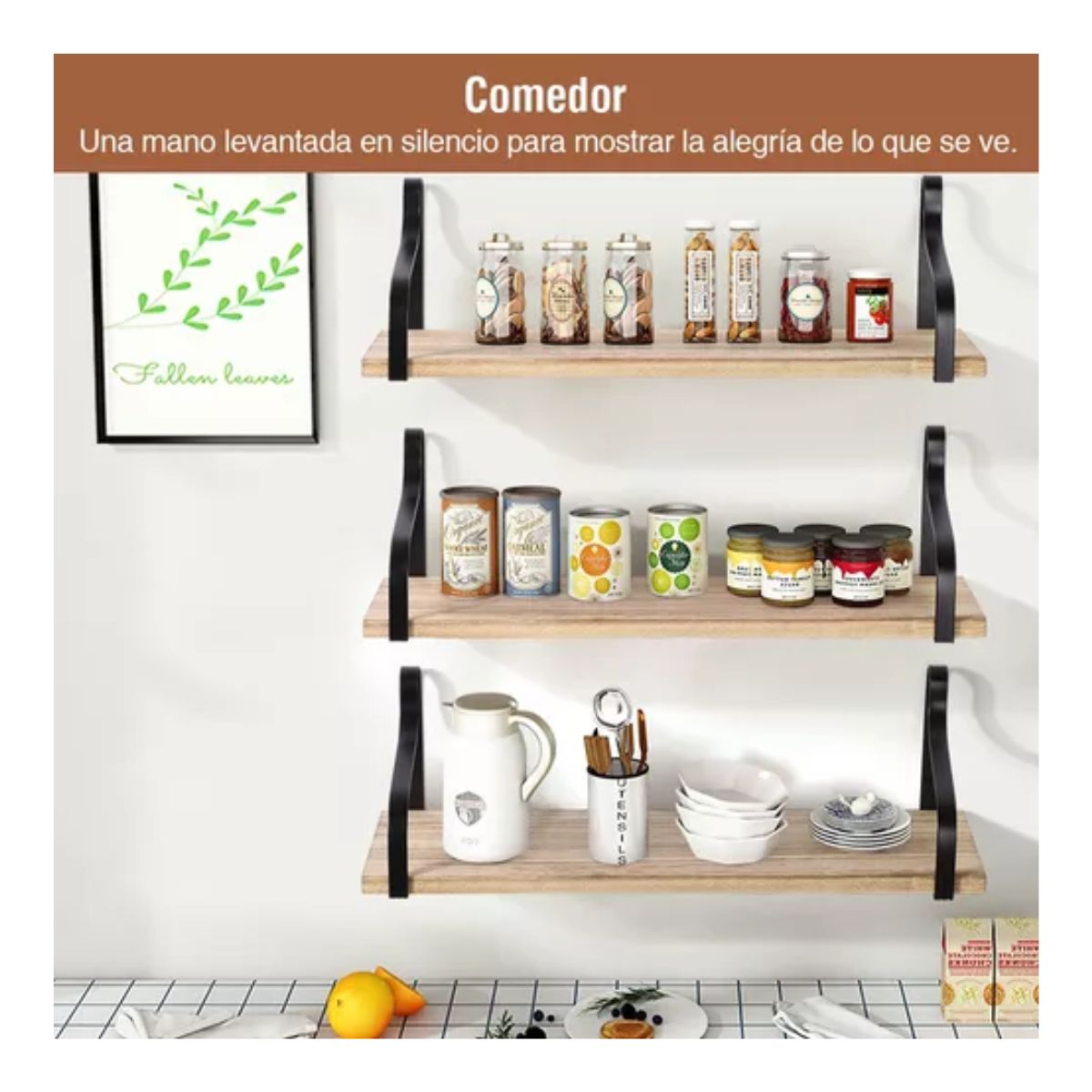 3 Repisas Repisa Flotante Madera 50x15cm Muebles Con Soporte Negro Claro