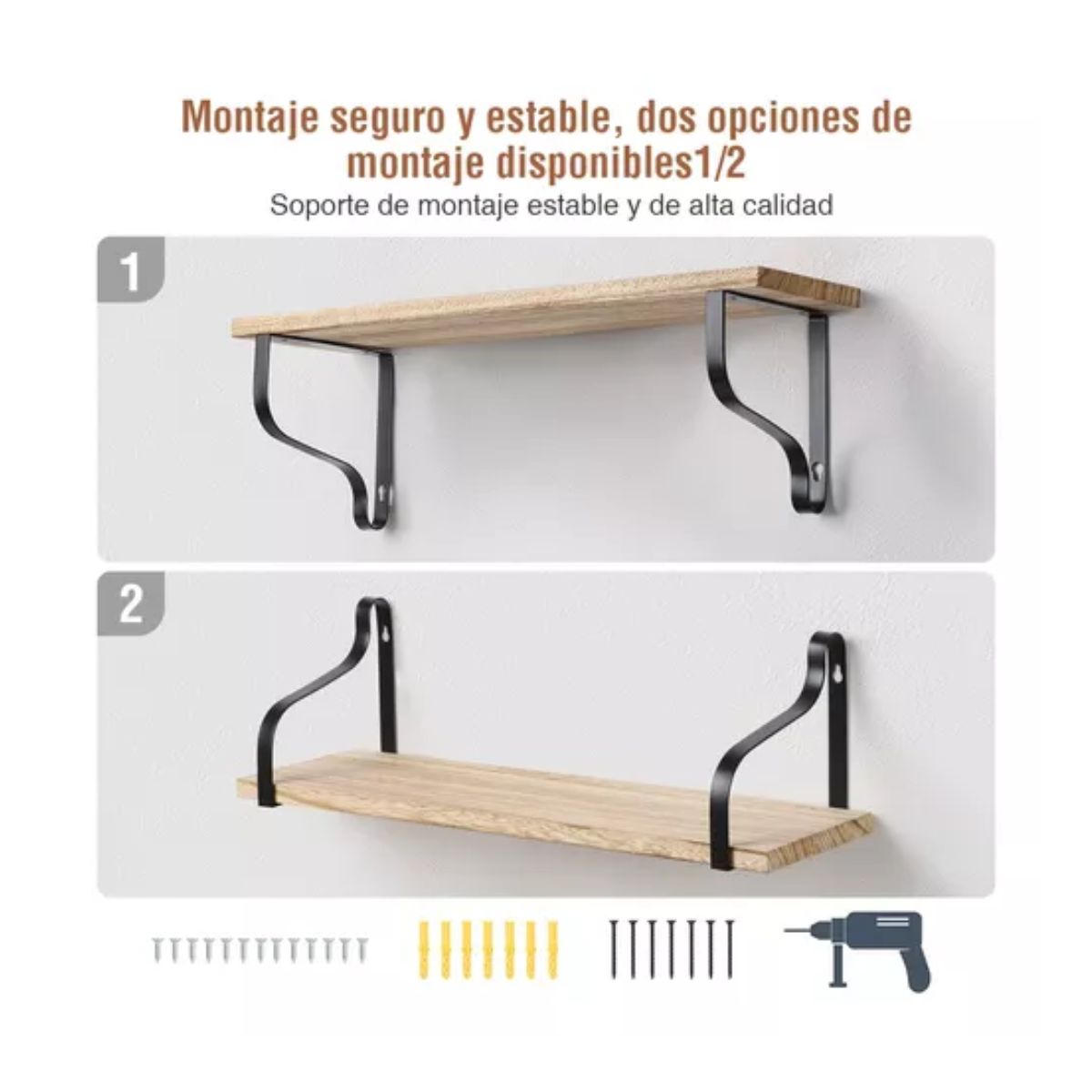 3 Repisas Repisa Flotante Madera 50x15cm Muebles Con Soporte Negro Claro