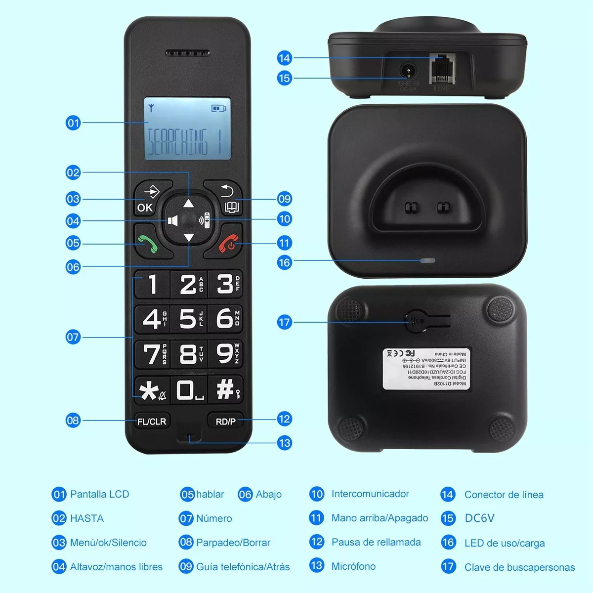 Teléfono Inalámbrico D1102b Con Contestador Automático