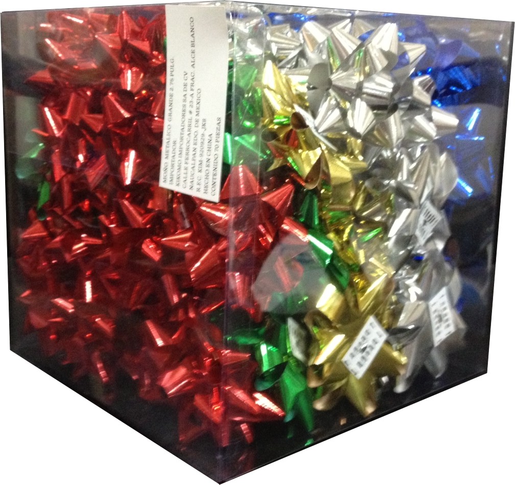 Paquete Moño 3" Metálico Con 50 Piezas Surtido