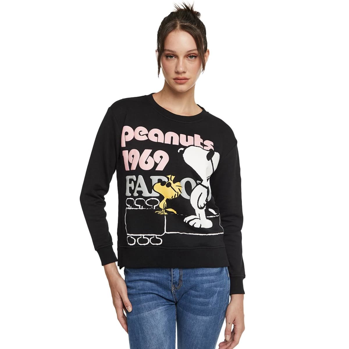 Sudadera de Snoopy y Woodstock color negra para mujer, mod. 1092184