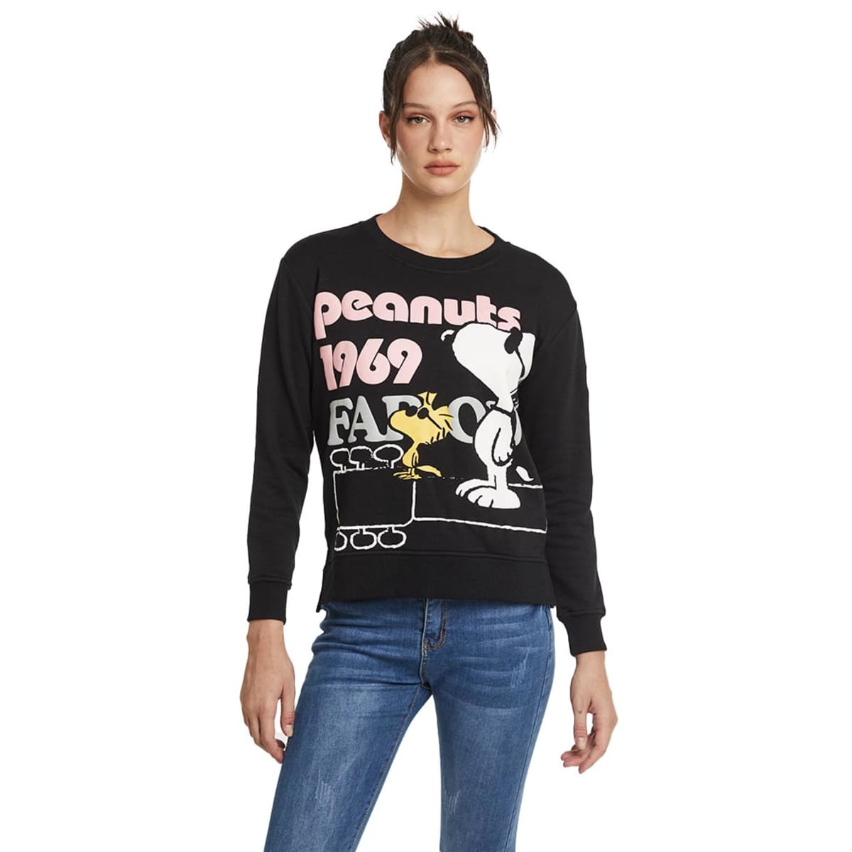 Sudadera de Snoopy y Woodstock color negra para mujer, mod. 1092184