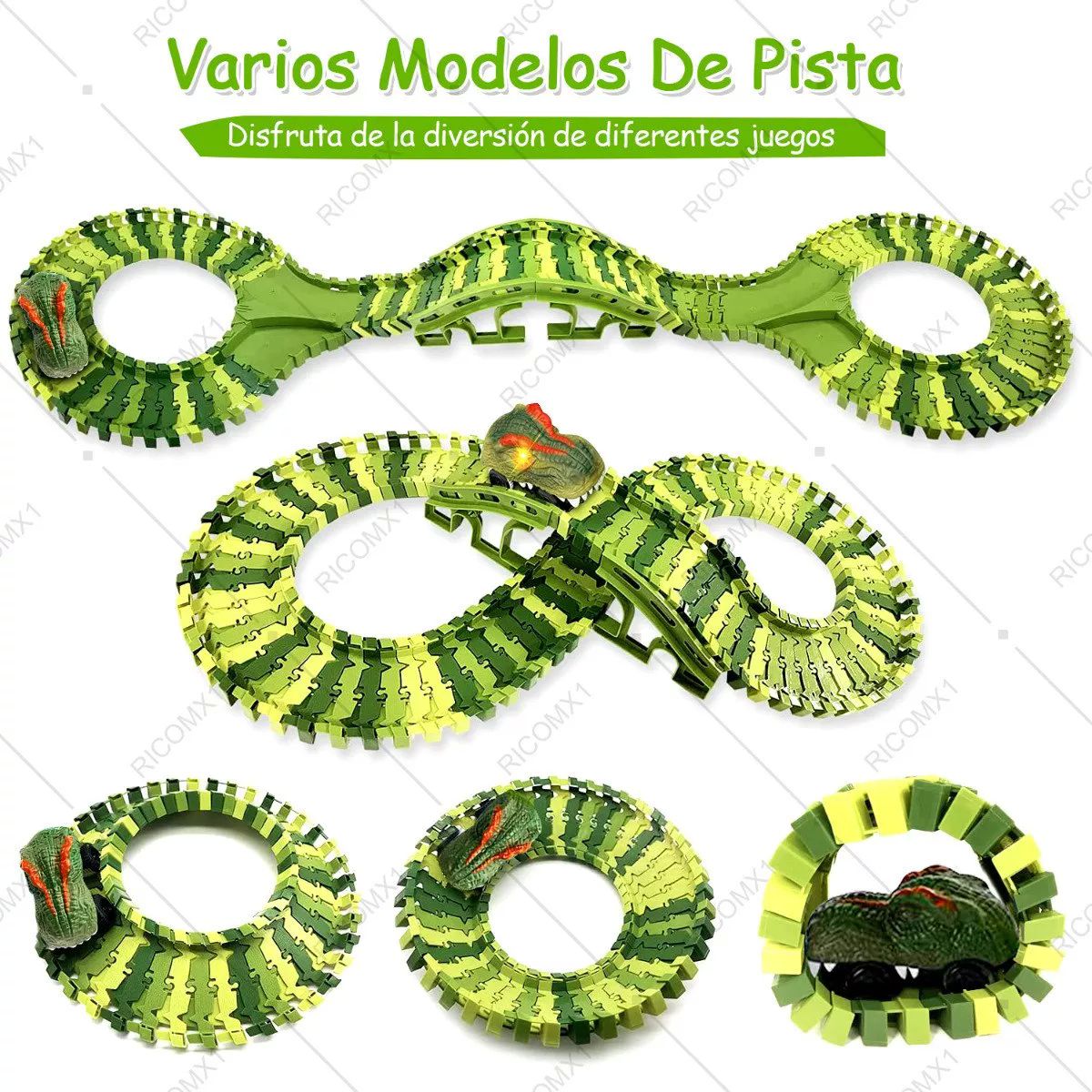 278 Piezas Pista Carreras Carros Coches Infantil de Dinosaurios para Niños con 4 Carros Juguetes