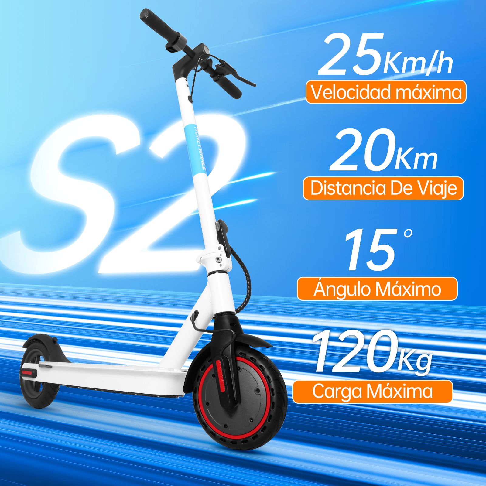 S2 Scooter Eléctrico Plegable Blanco