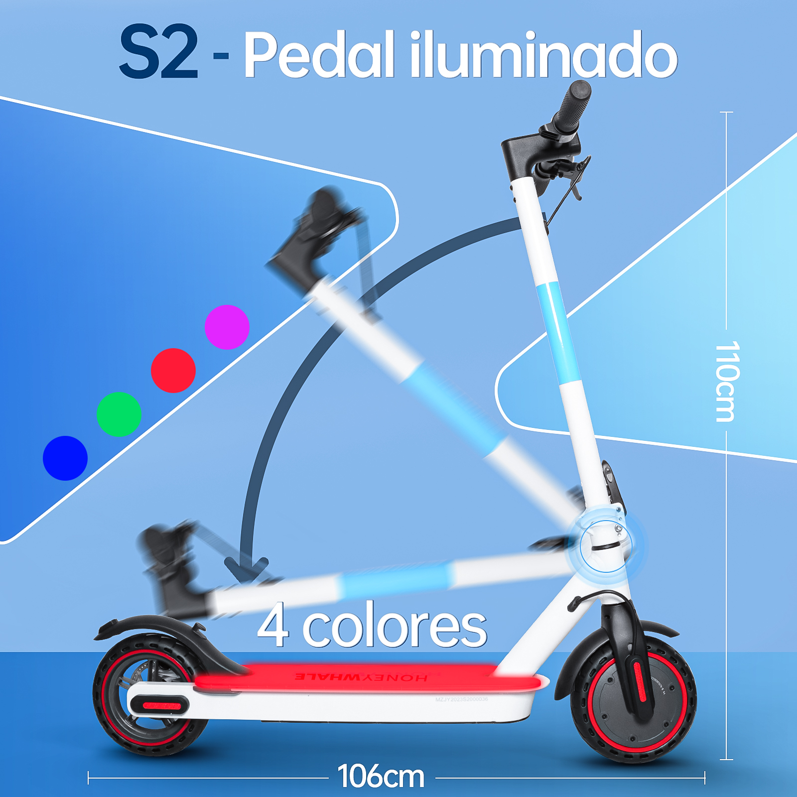 S2 Scooter Eléctrico Plegable Blanco